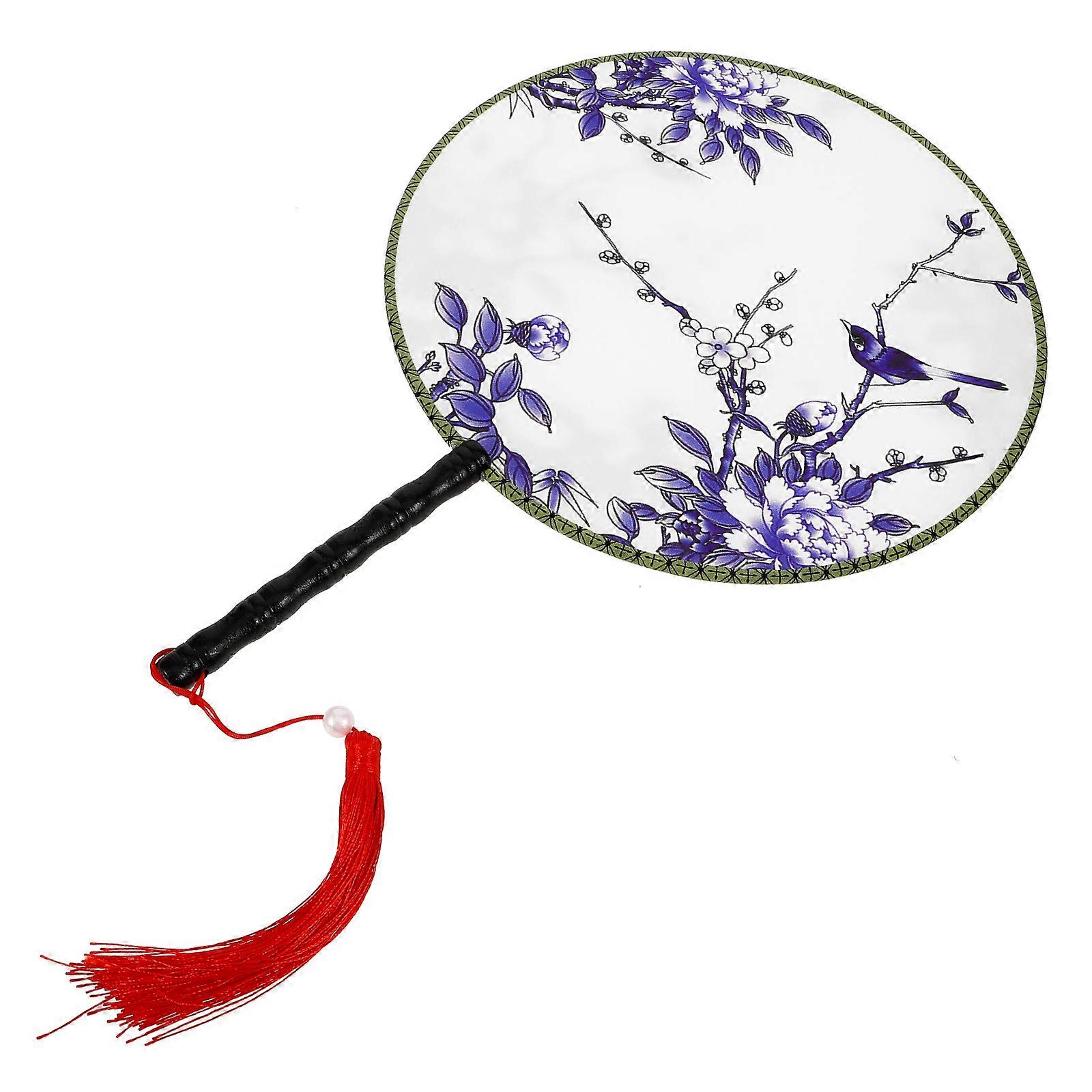 Chinese Round Dancing Fan Hand Fan for Performance 2Pcs Set