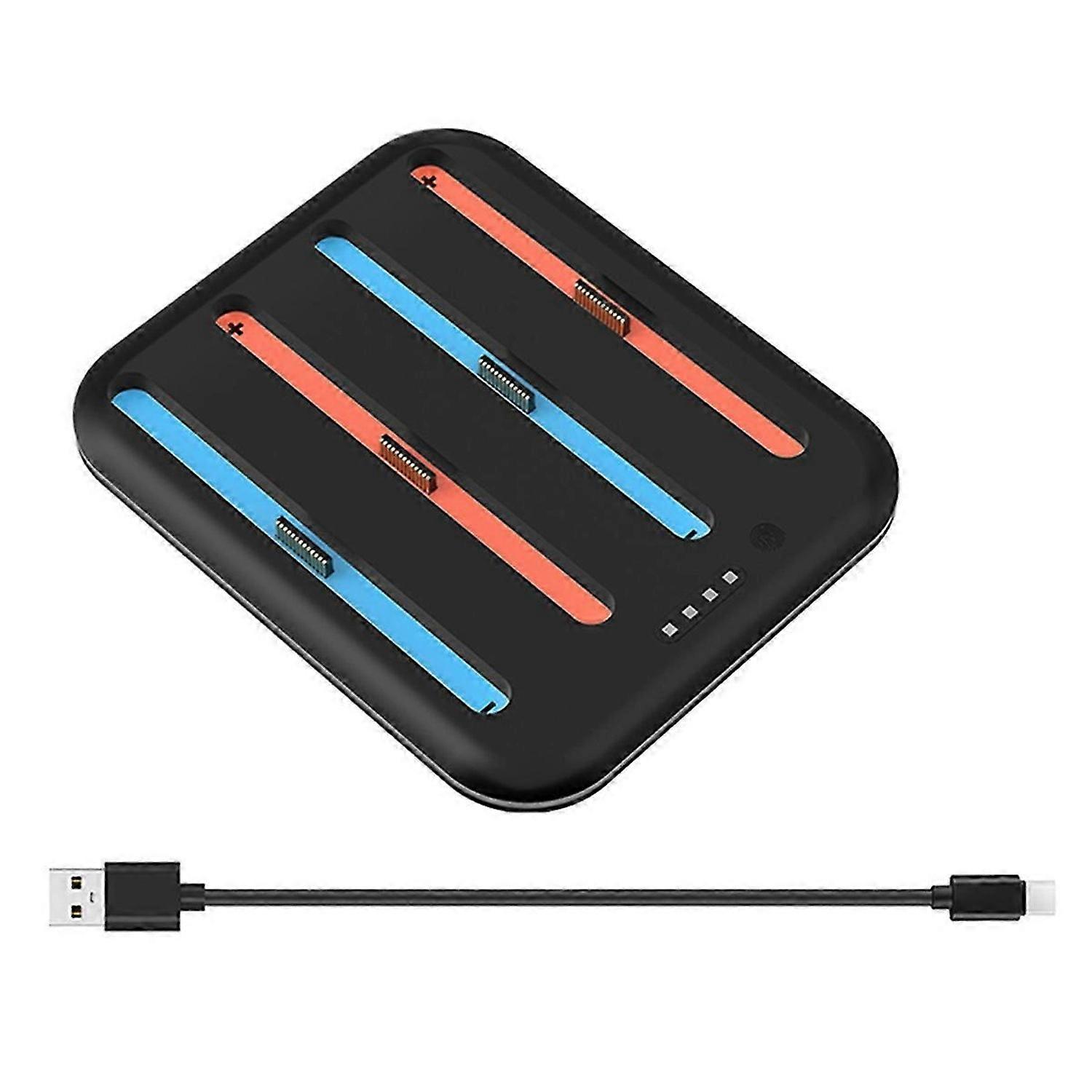 For Charging Dock for 2 LED Indicator 4-Controller Charger Station with Charging Cable Black