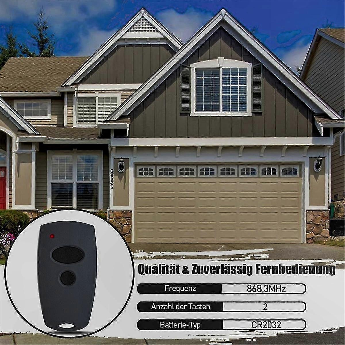 2-Pack 868.3 MHz Wireless Garage Door Remote Control for Multiple Systems Compatibility
