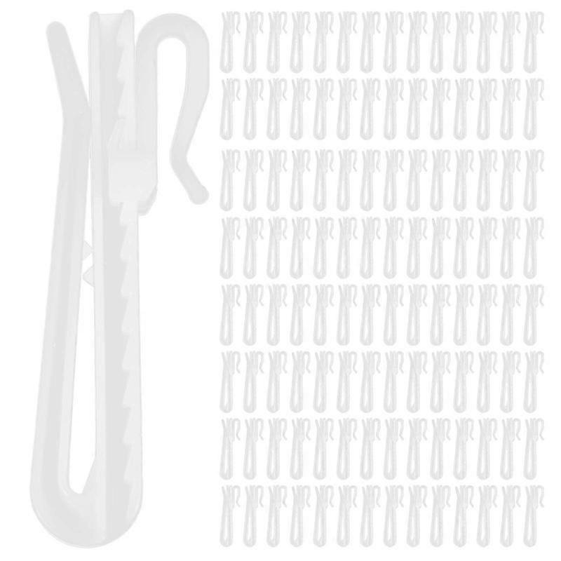 100Pcs Adjustable Plastic Curtain Hooks Curtain Drapery Pin Hook Curtain Plastic Adjusting Hook