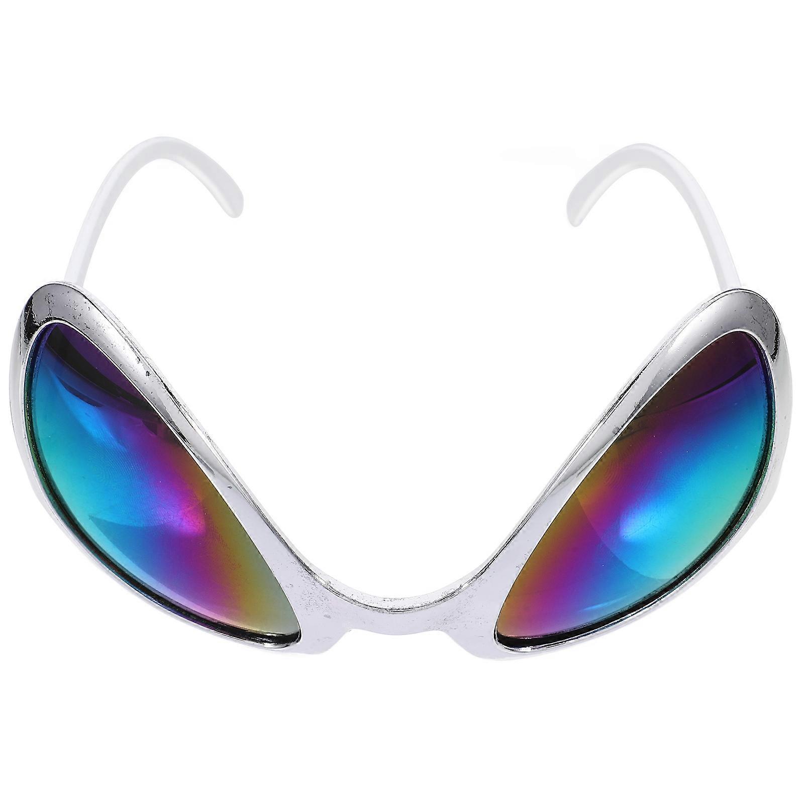 Funny Alien Glasses Prop for Decoration 2Pcs Eyeglasses Silver Material