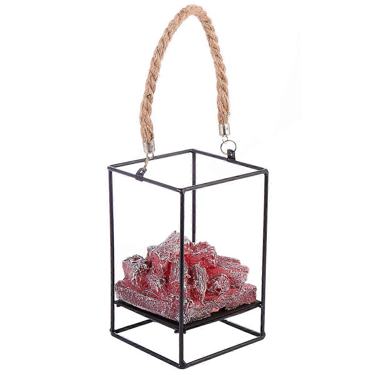 1Pc Fireplace Light Decorative Simulation Charcoal Lantern Portable LED Lantern