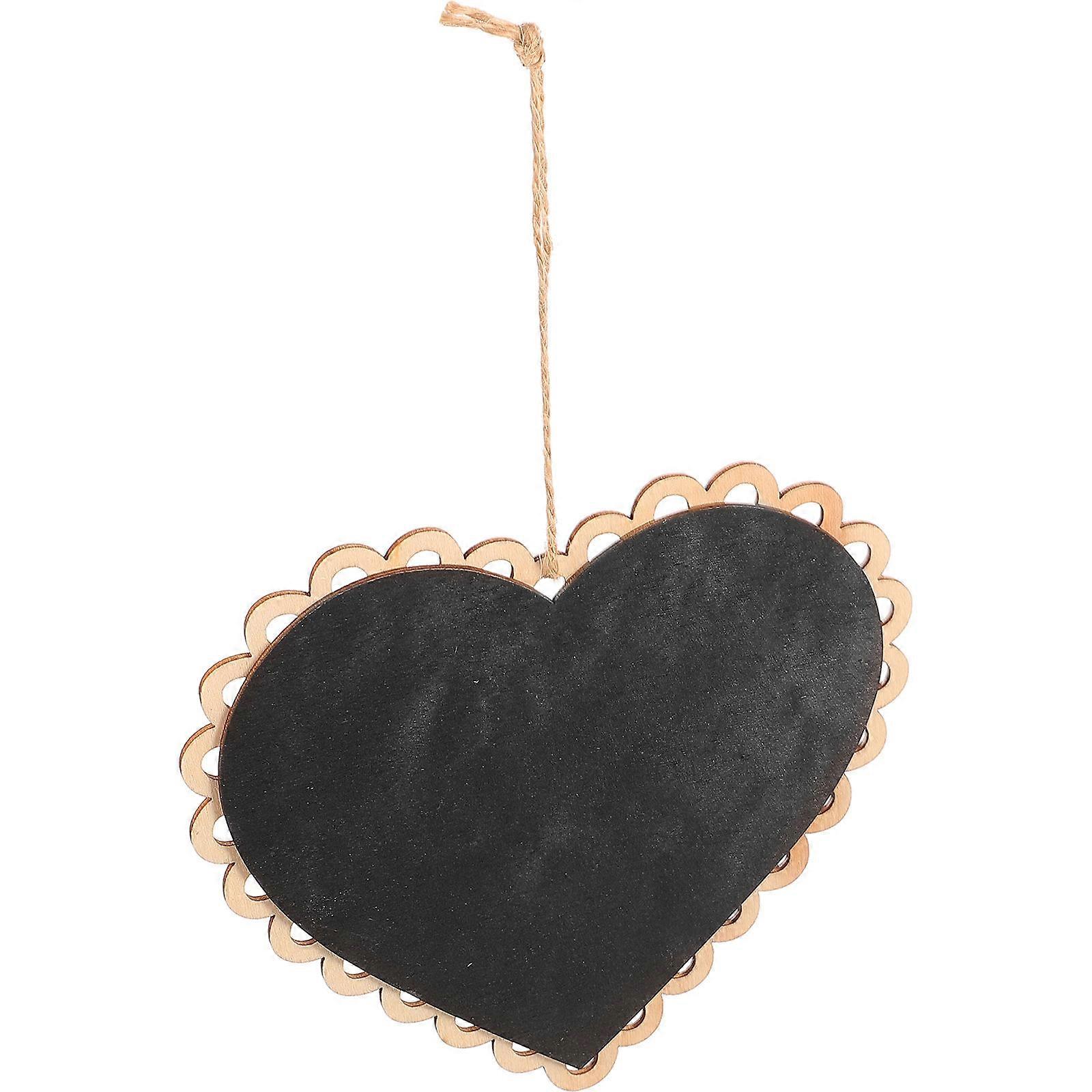 Hanging Blackboard Wooden Heart Shaped for Message Display 4Pcs Set