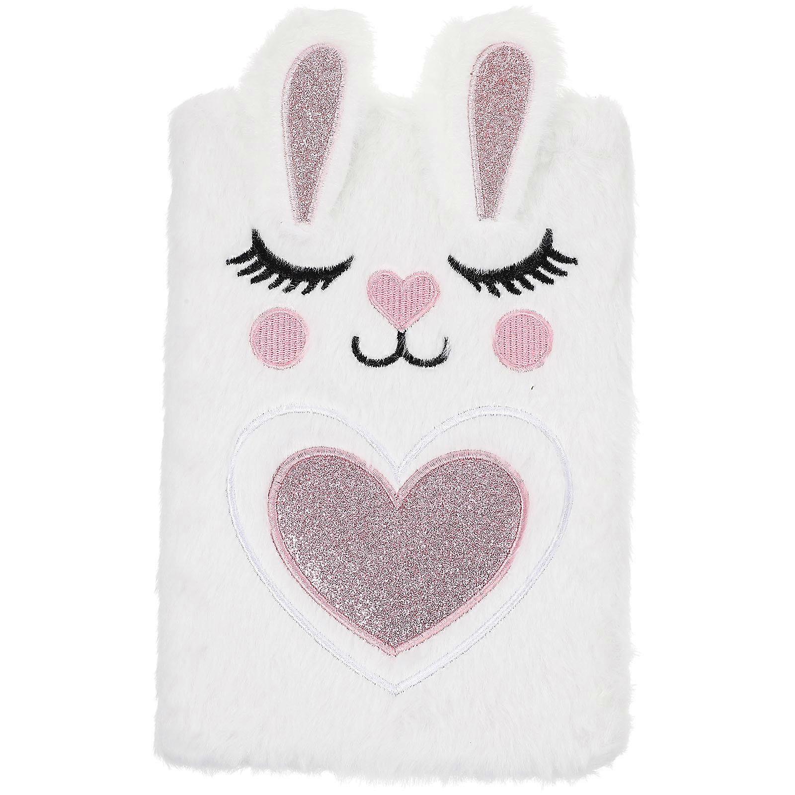 Plush Diary Book for Writing Fluffy Cartoon Notebook with White Material