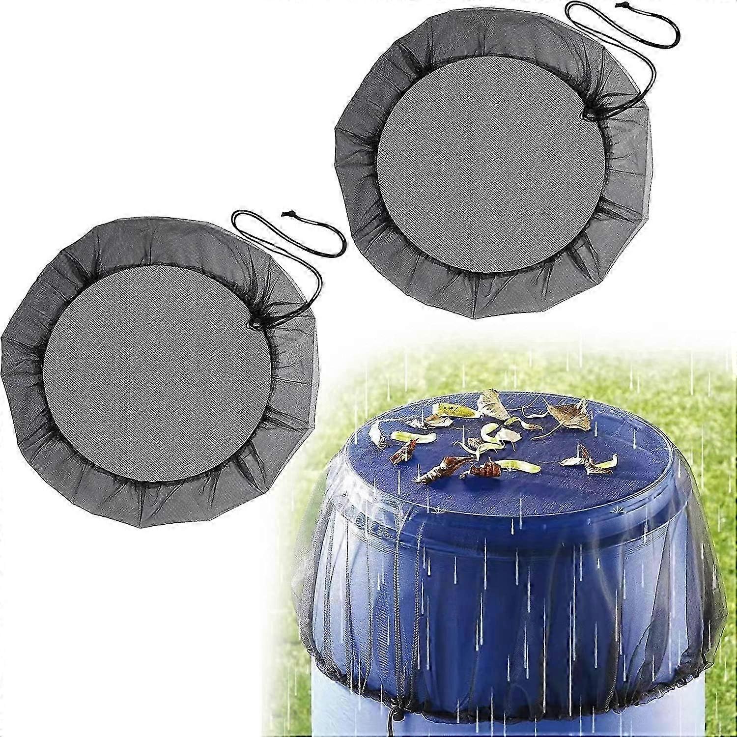 2Pcs Mesh Cover For Rain Barrels, Rain Barrel Net Cover with Drawstring, Adjustable Rain Barrel Net for Outdoor Garden 2025