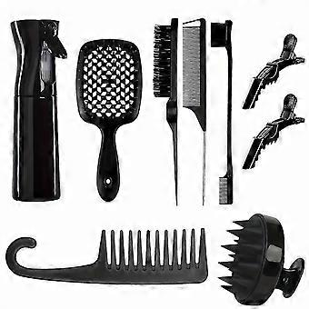 9-teiliges Haarbürsten-Set, Entwirrungsbürste für natürliches Haar, Locken-Bürsten-Set mit Sprühflasche, Bürsten-Set für Haarstyling