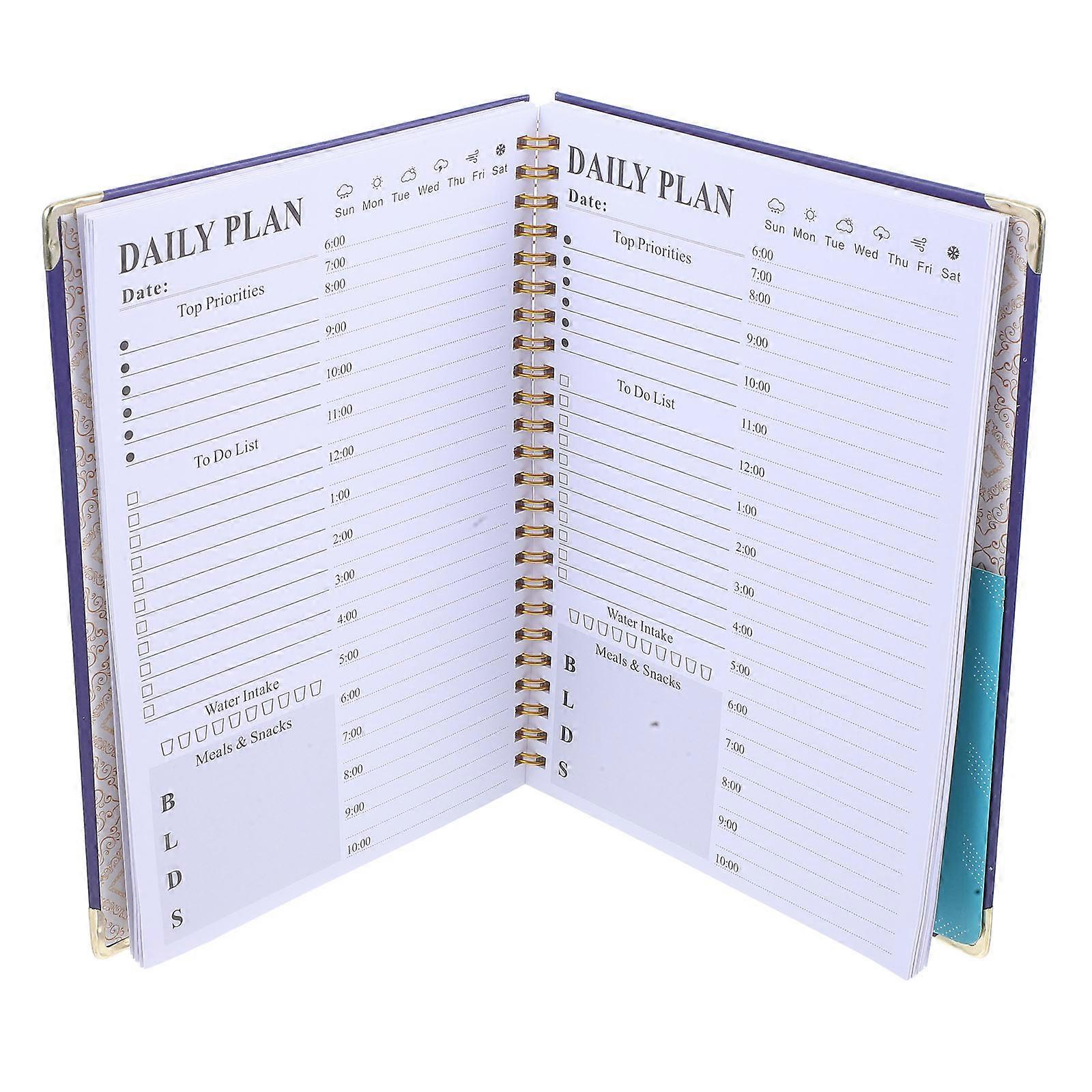4Pcs A5 Undated Daily Planner for Office Use Small Spiral Notebooks Dark Blue