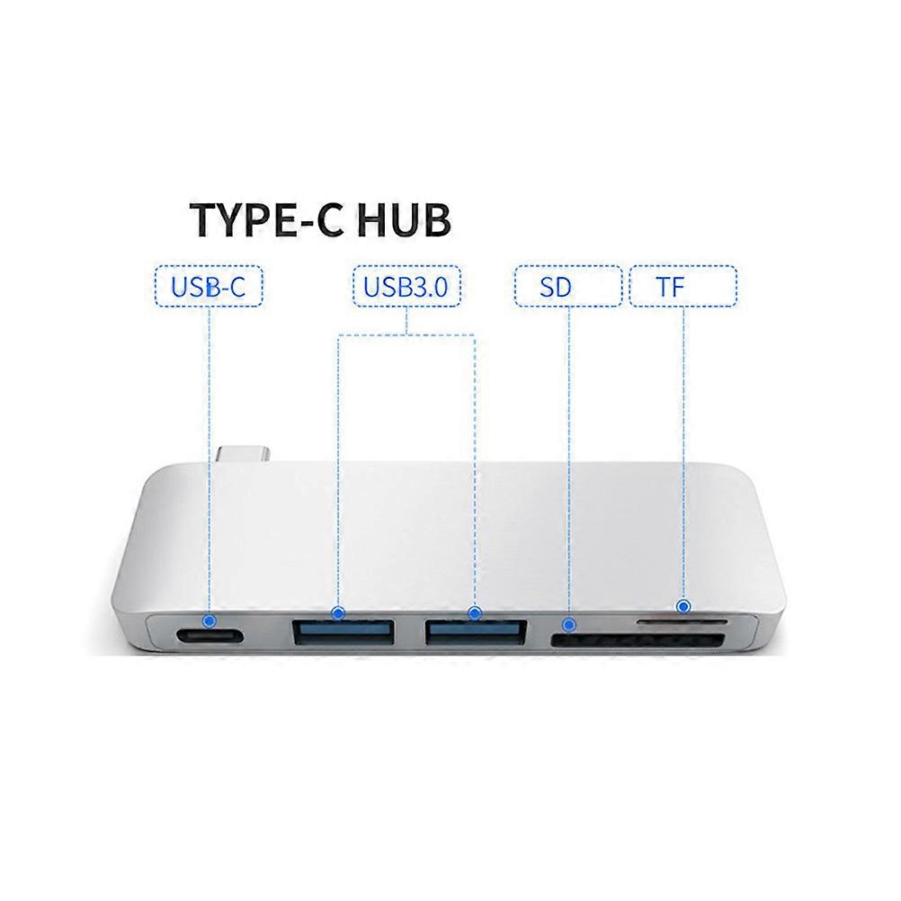 Combo Hub USB Type C Adapter for Charging 2Pcs Silver