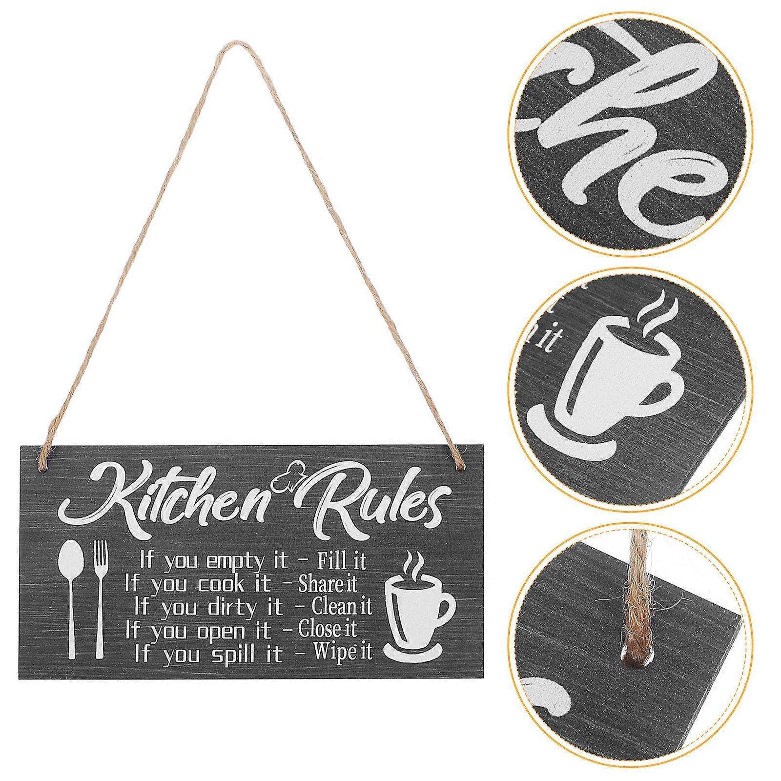 3Pcs Kitchen Rules Sign Wooden Decor for Kitchen Wall Hanging