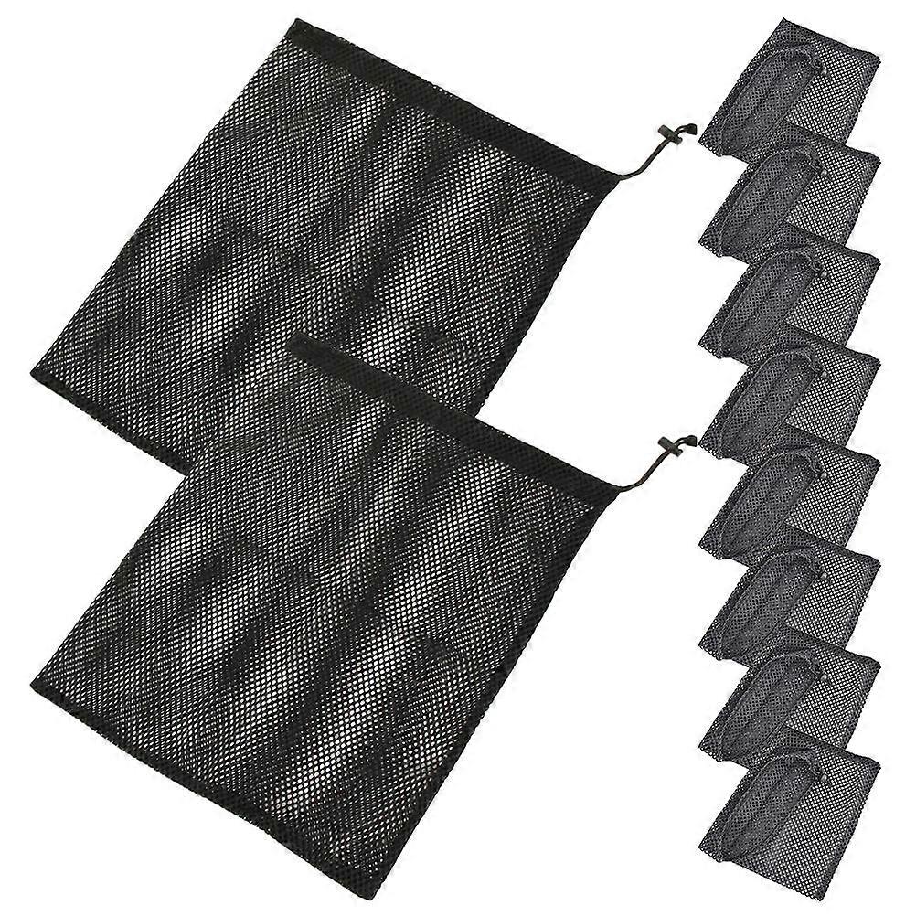 10Pcs Black Mesh Drawstring Bag for Swimming with Use