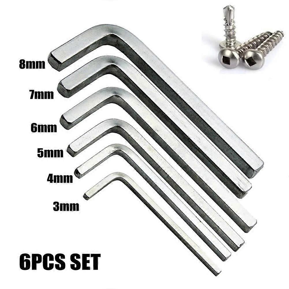 GLFILL 6Pcs L Shape Square Head Wrench Square Key 4 Point Wrench Screwdriver Set 3-8mm