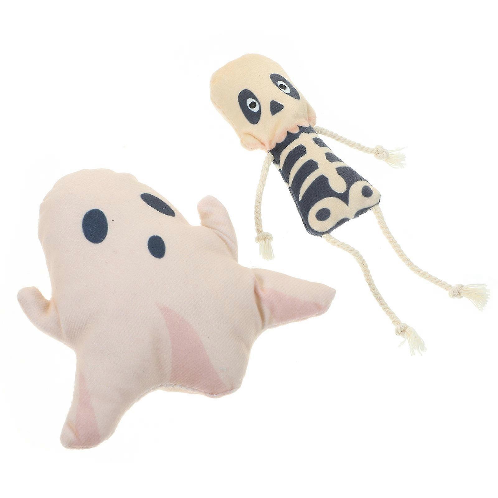 Cat Plush Toy Ghost Skull Shape for Pet Playing with 4Pcs