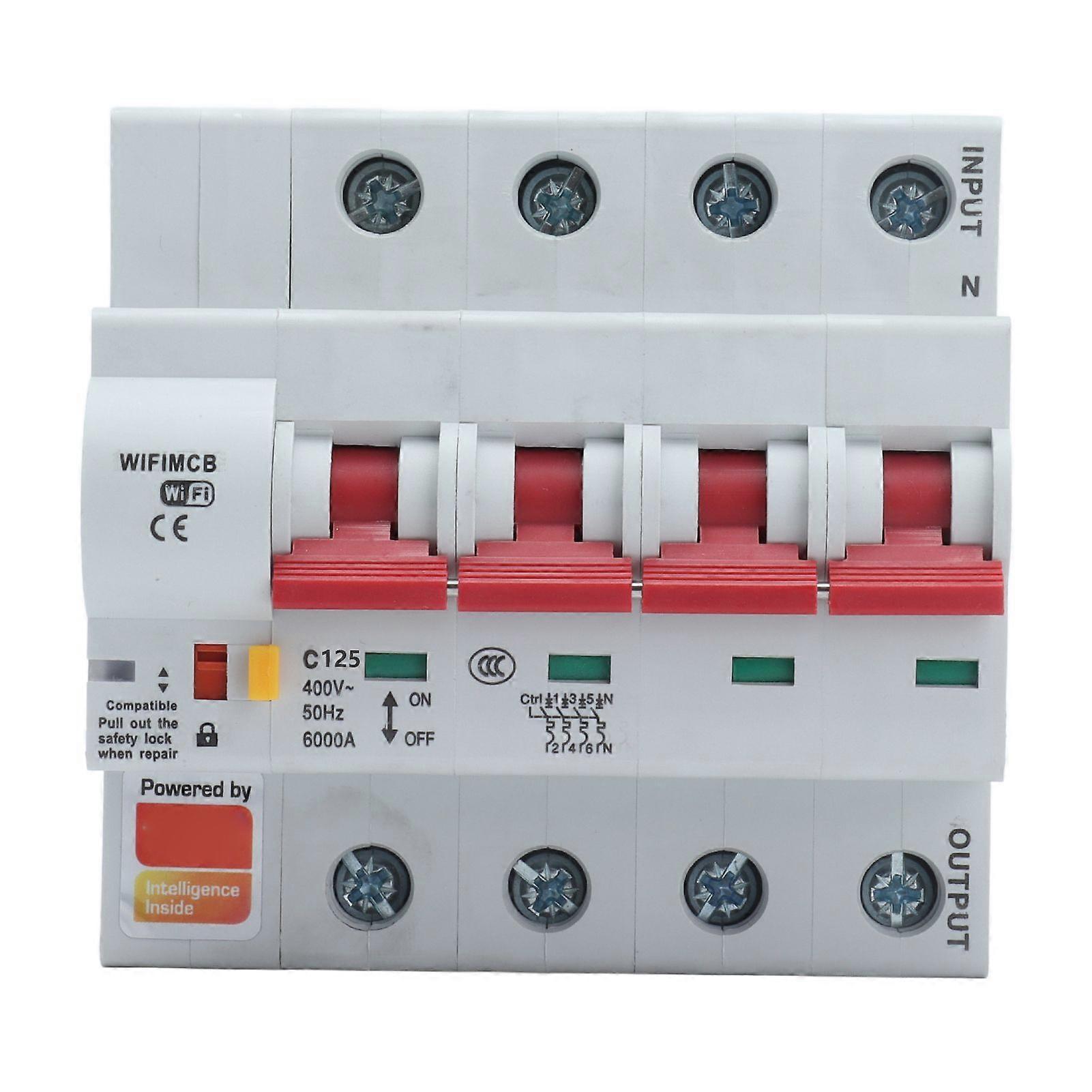 Circuit Breaker Smart WiFi Bluetooth 4P Remote Switch AC 400V with Safety Lock for Home125A