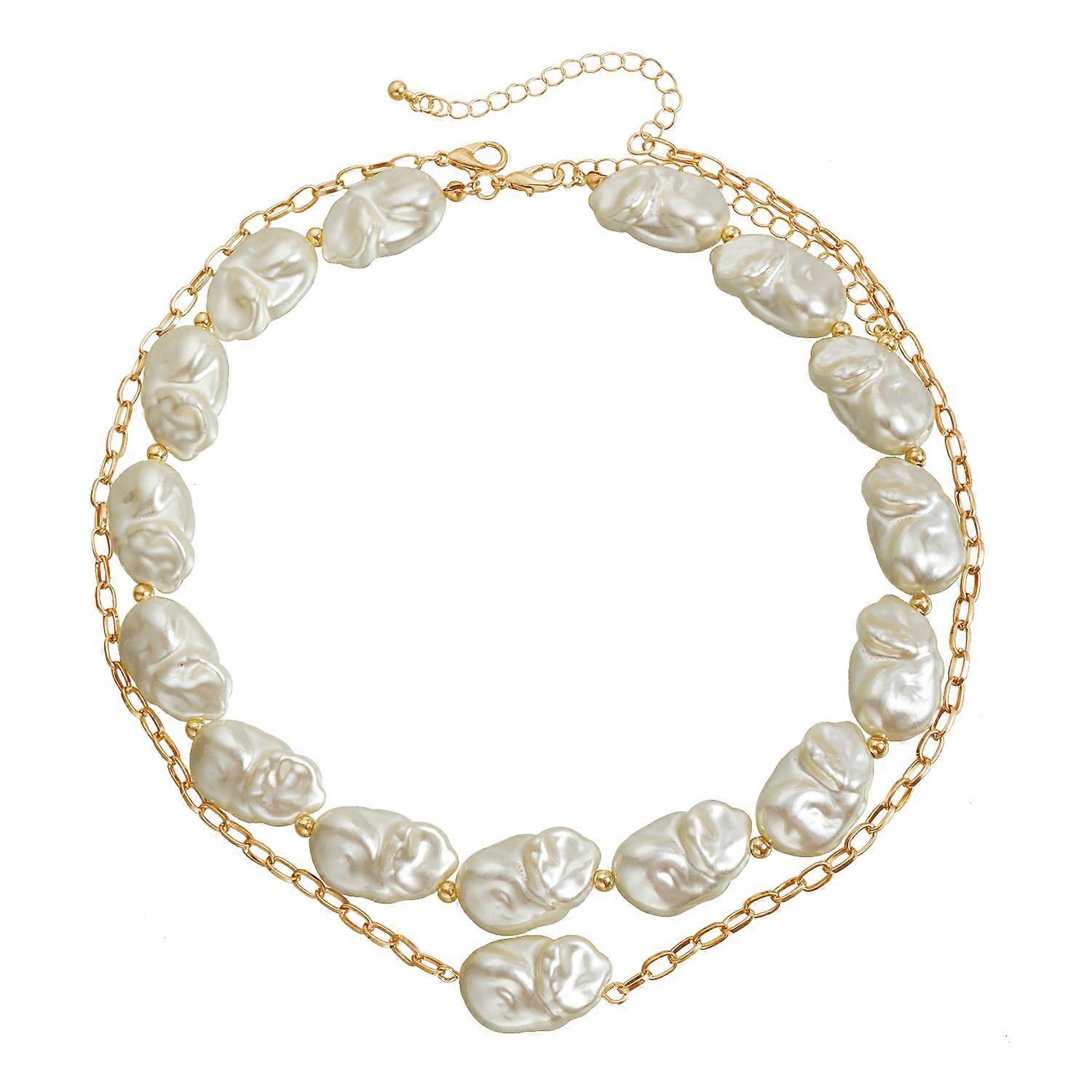 Necklace, Baroque Ins Style Irregular Pearl Simple Elegant Double Layer Stackable Jewelry