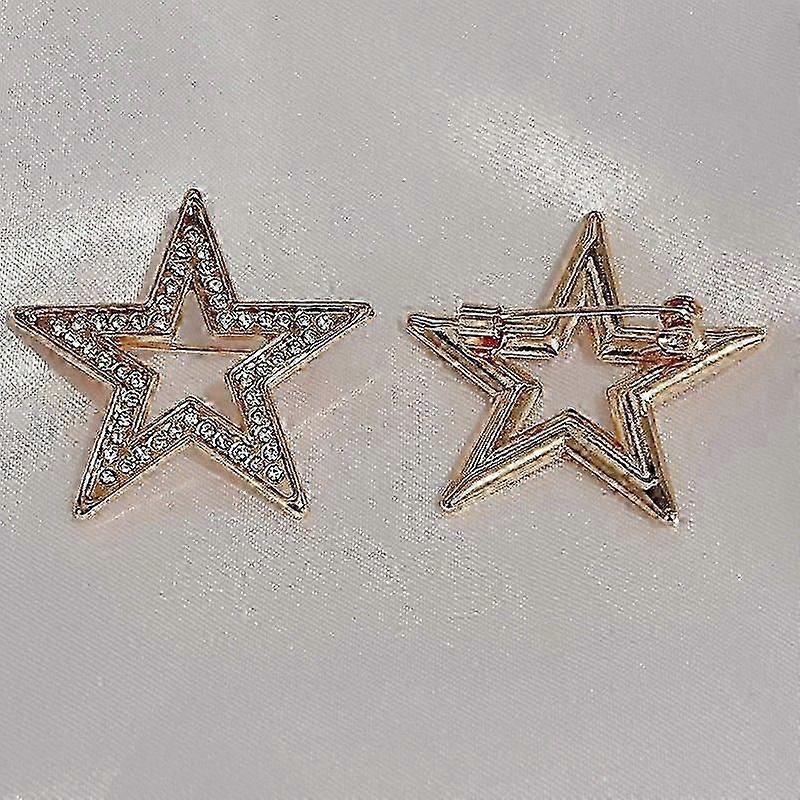 スーツ用ダブルCブローチパールピン-ファイブポインテッドスタージュエリーアクセサリー