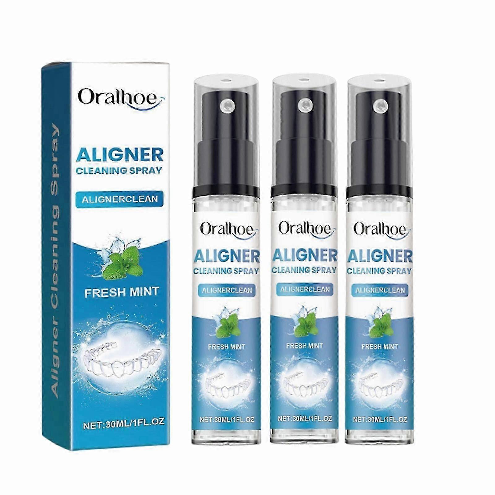 1-3X Cleaner Spray - Mint Flavored Retainer Clean Spray, Multi-Purpose Whitening Refreshing Foam for Aligners, Retainers, Mouth Guards, 30ml