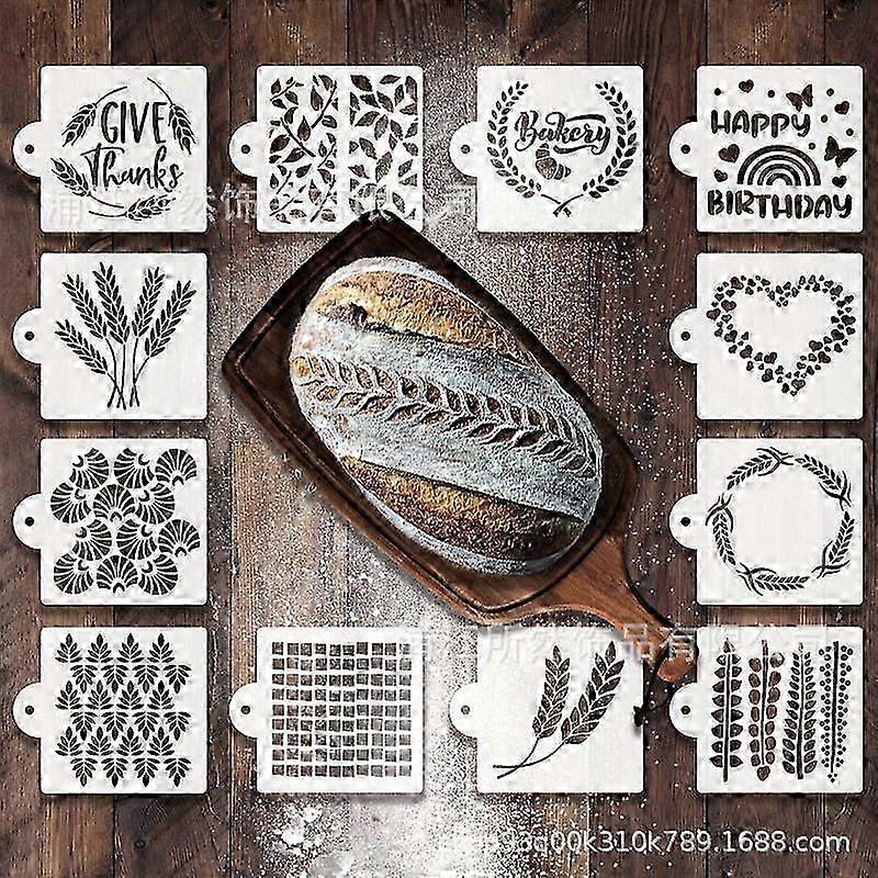12-Piece Baking Stencil Set for Bread, Cake, and Cookie Decorating Templates