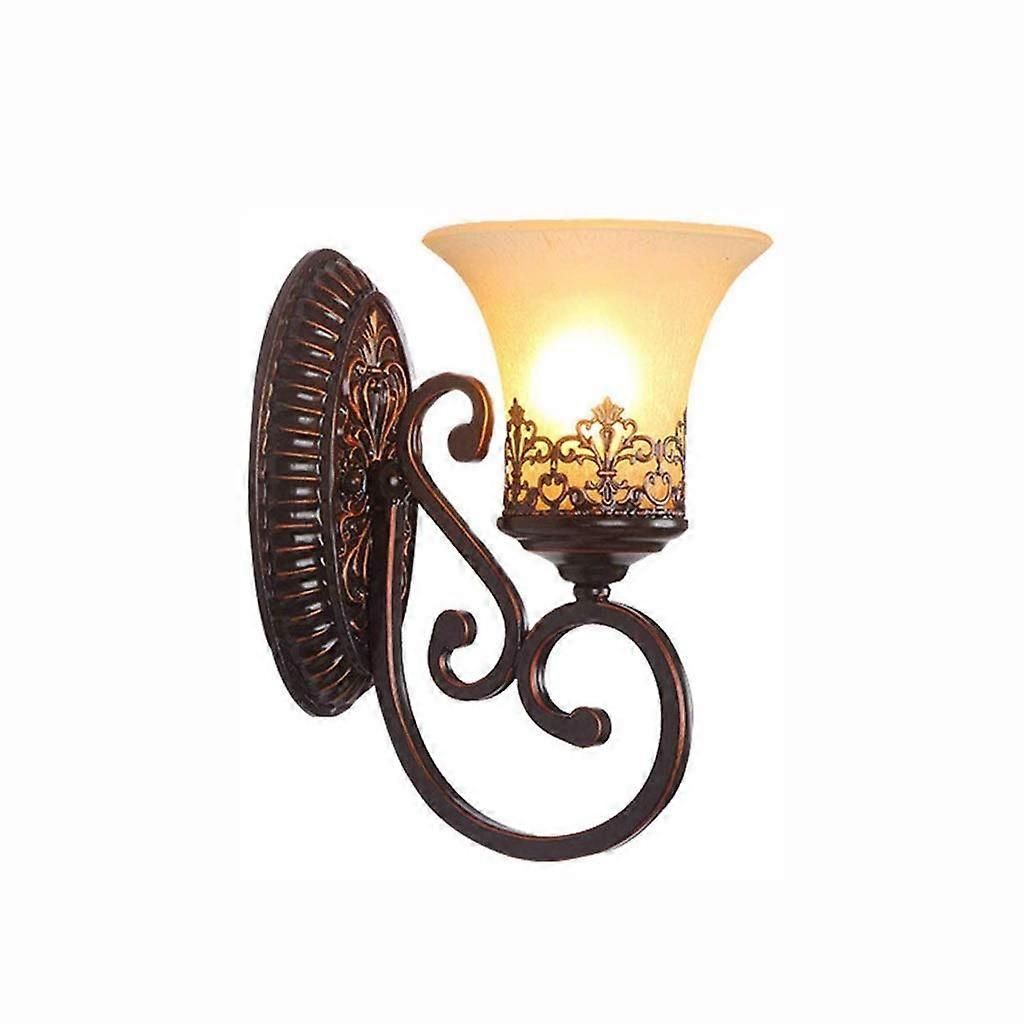 Bracket Light Metal Wall Lamp  Bedroom Bedside SingleHead Wall Lamp With Carved Pattern, Glass Diffuser
