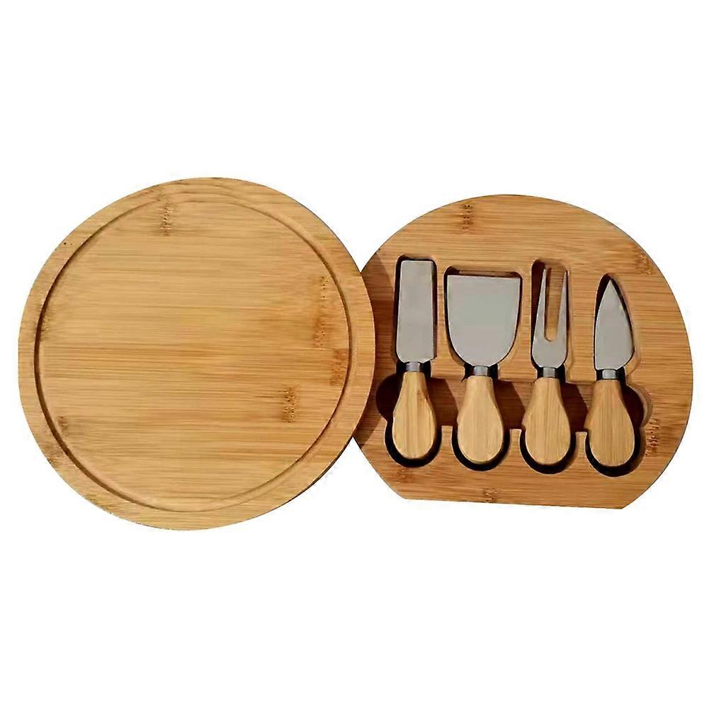 Bamboo Cheese Board Set Equipped with Round Wooden Boards Suitable for Picnics & Parties