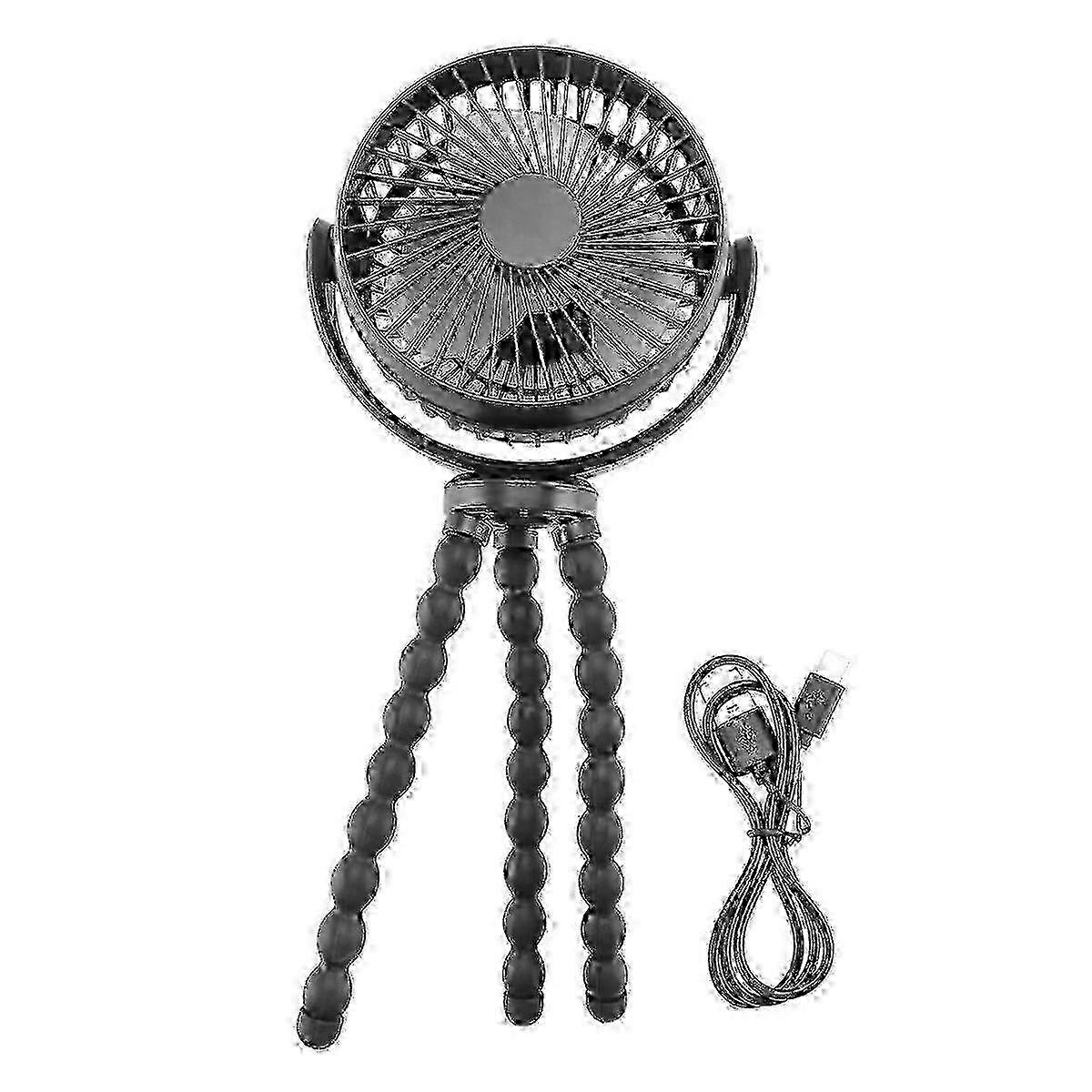 Portable Stroller Fan with 5200mAh Battery & 360�� Pivoting Functionality: Personal Fan with Flexible Tripod for Outdoor Use