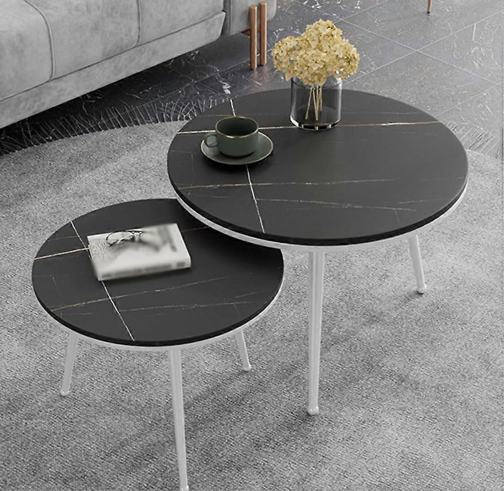 Modern Design Nesting Round End Table Set Of 2, Coffee And Side Tables, Minimalist Center Table For Living Room