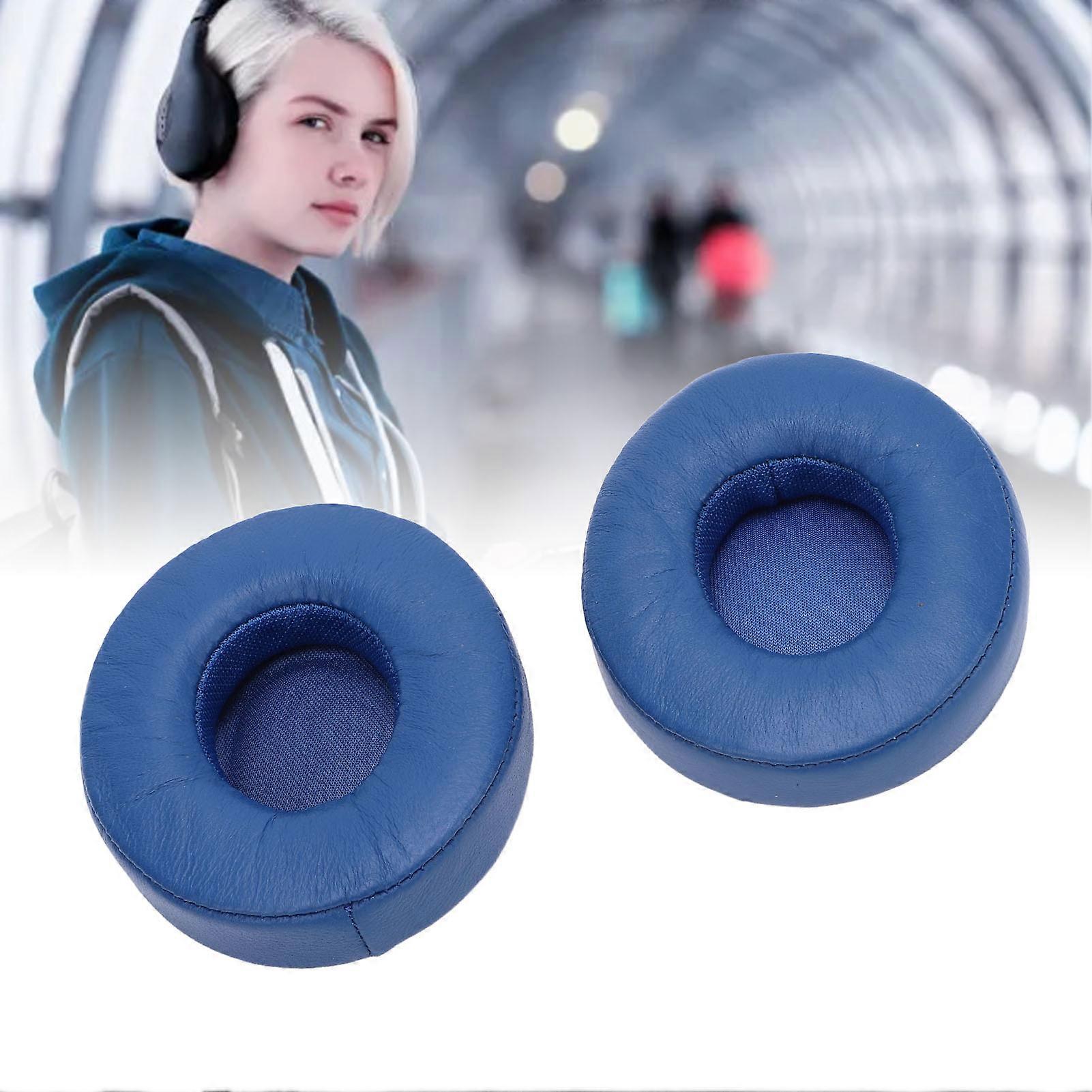 Headphone Ear Pads Noise Isolation Memory Foam Sheepskin Leather On Ear Headset Ear Cushions for Replacement Blue 