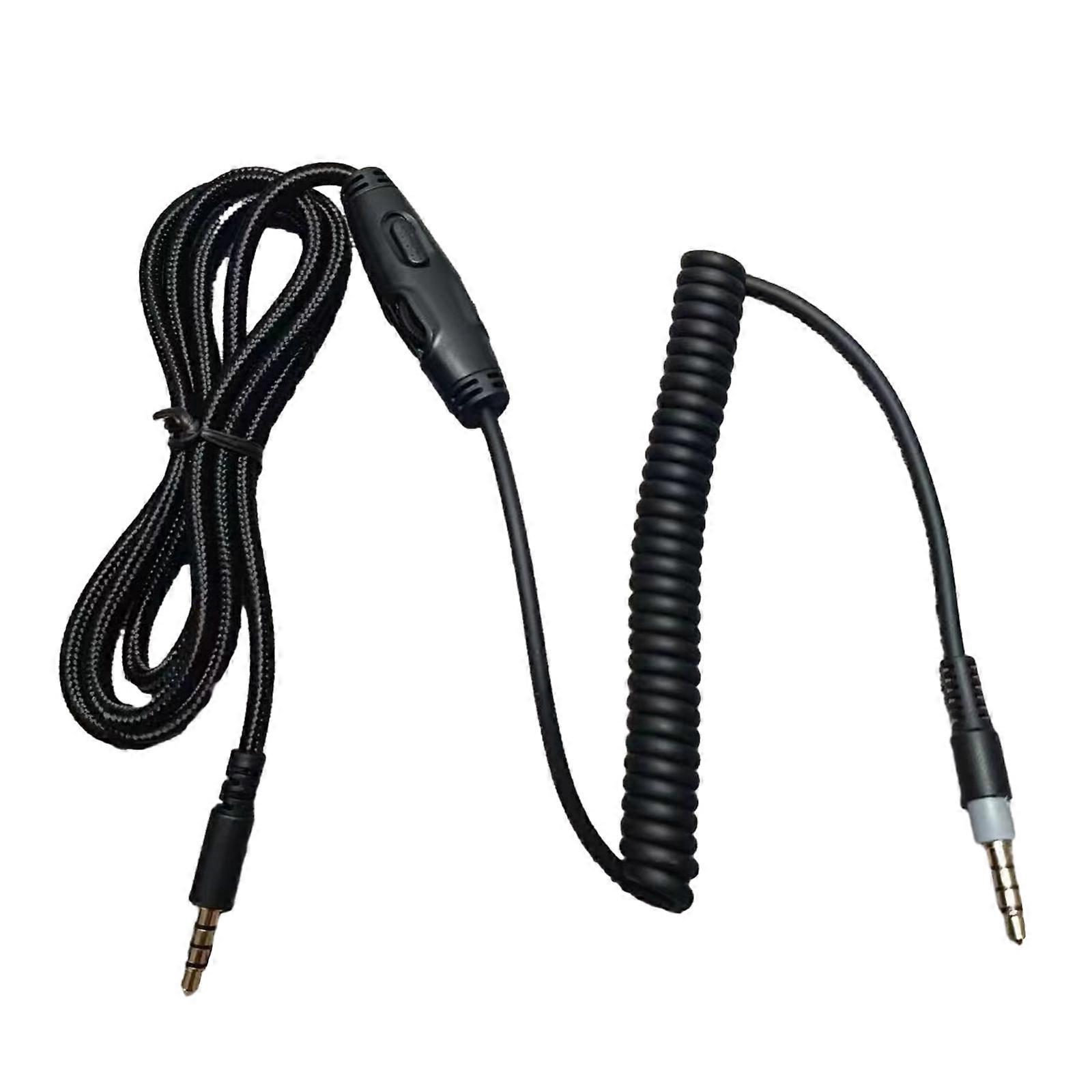 Headphone Cable Inline Mute Cable Replacement for Flight Headset Cord Nylon Braided Wire 6.5 Feet Multicolor