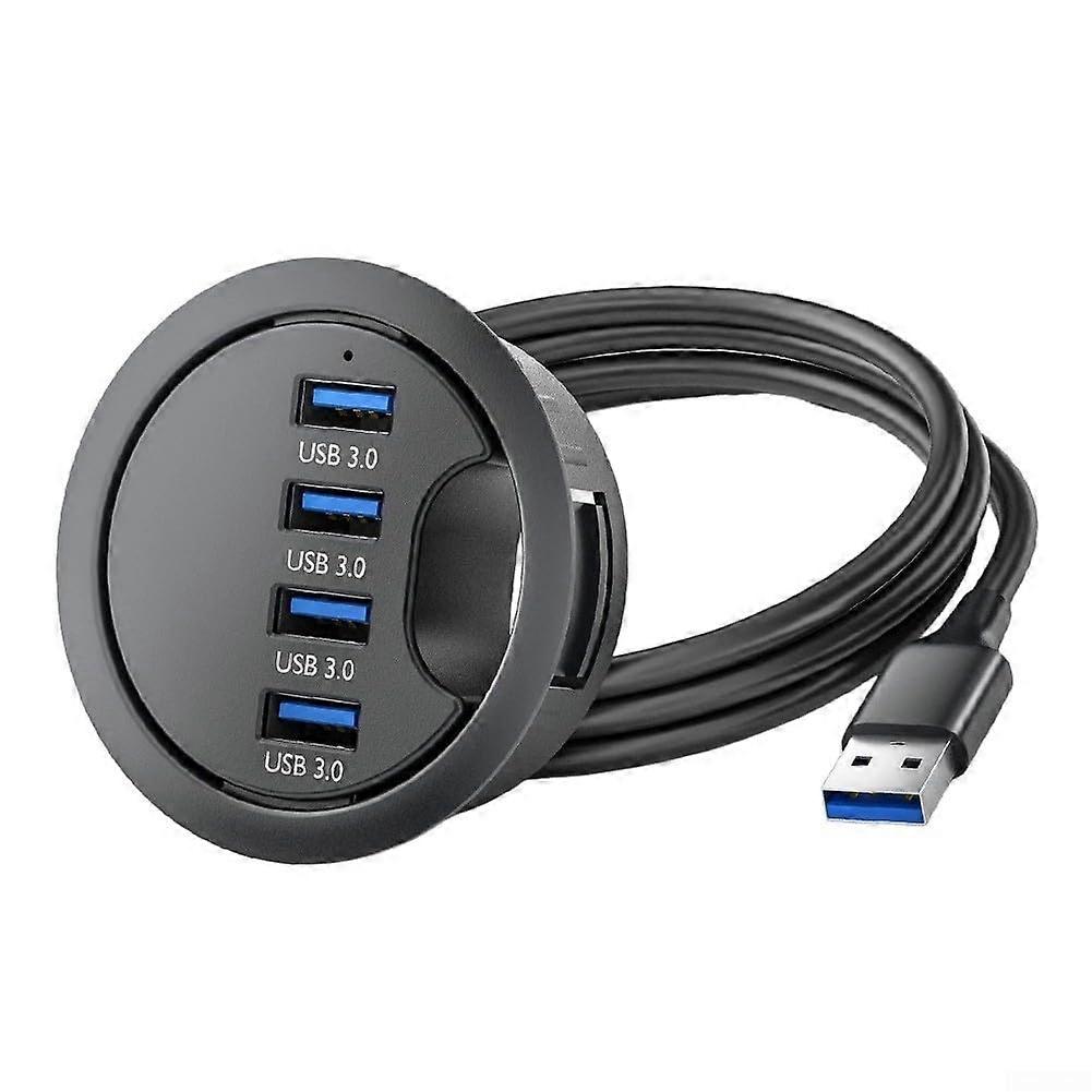 4 Port USB 3.0 Hub Desk Grommet Installation Cable Management 5Gbps Data Transfer