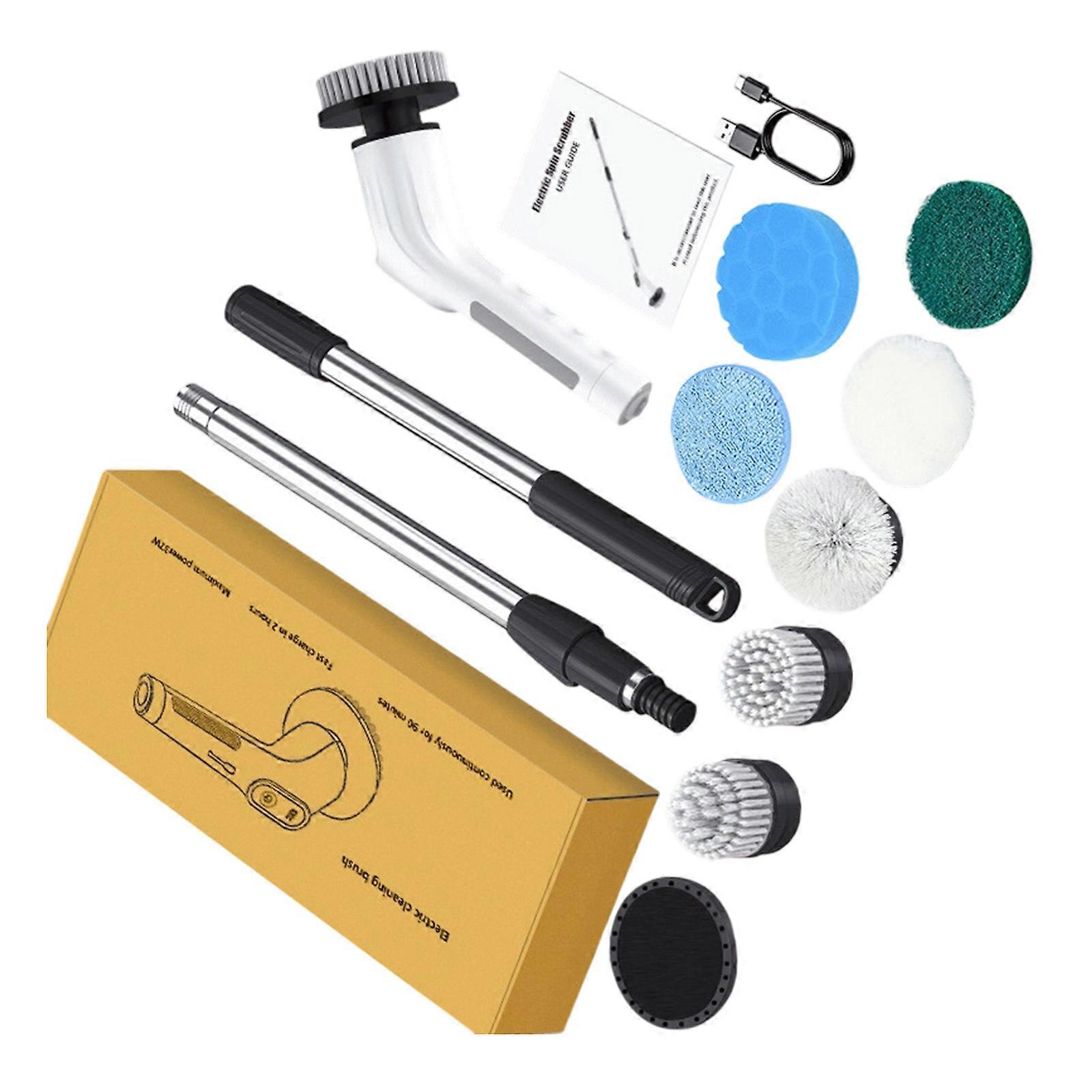 Heavy Dutys Electric Cleaning Brushes 8 Attachments Extendable Handle 300RPM Motor For Stubborn Stains Tile Grout Multicolor