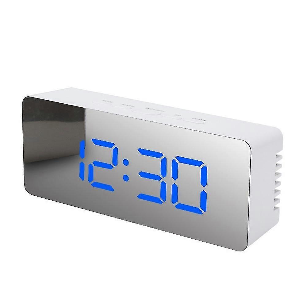 Led Digital Alarm Clock, Mirror Alarm Clock Led Display Temperature Function For Bedroom, Office - (haoyi