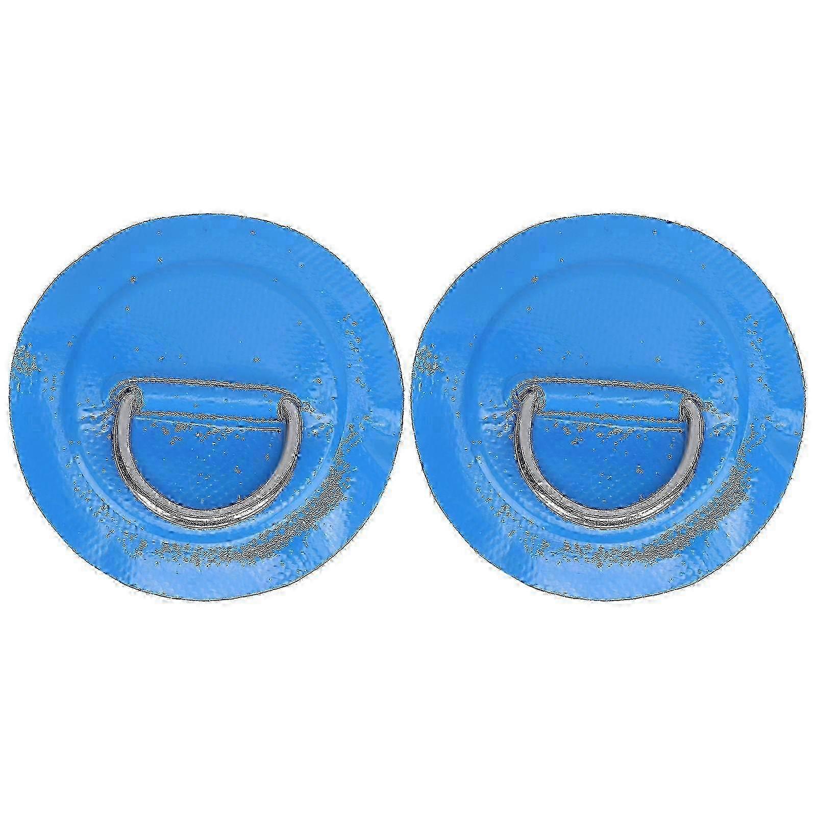 Inflatable Boat D-Ring Patch - 2 Pcs Marine Stainless Steel Fixed Buckle (Blue)