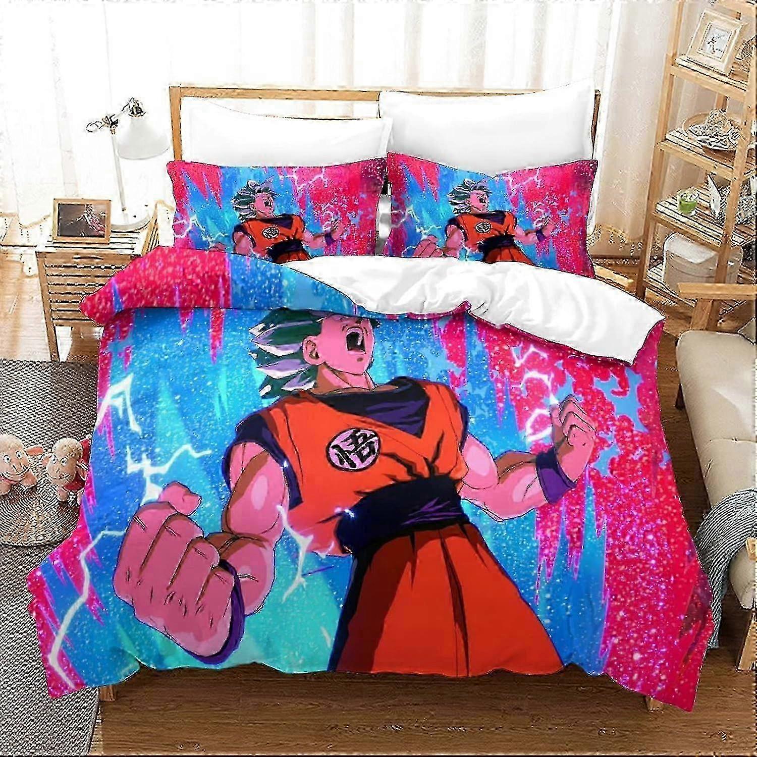 Conjunto de cama de anime com capa de edredom para fãs de otaku e anime, microfibra macia com fecho de zíper para crianças/natal, king size 135*200 cm