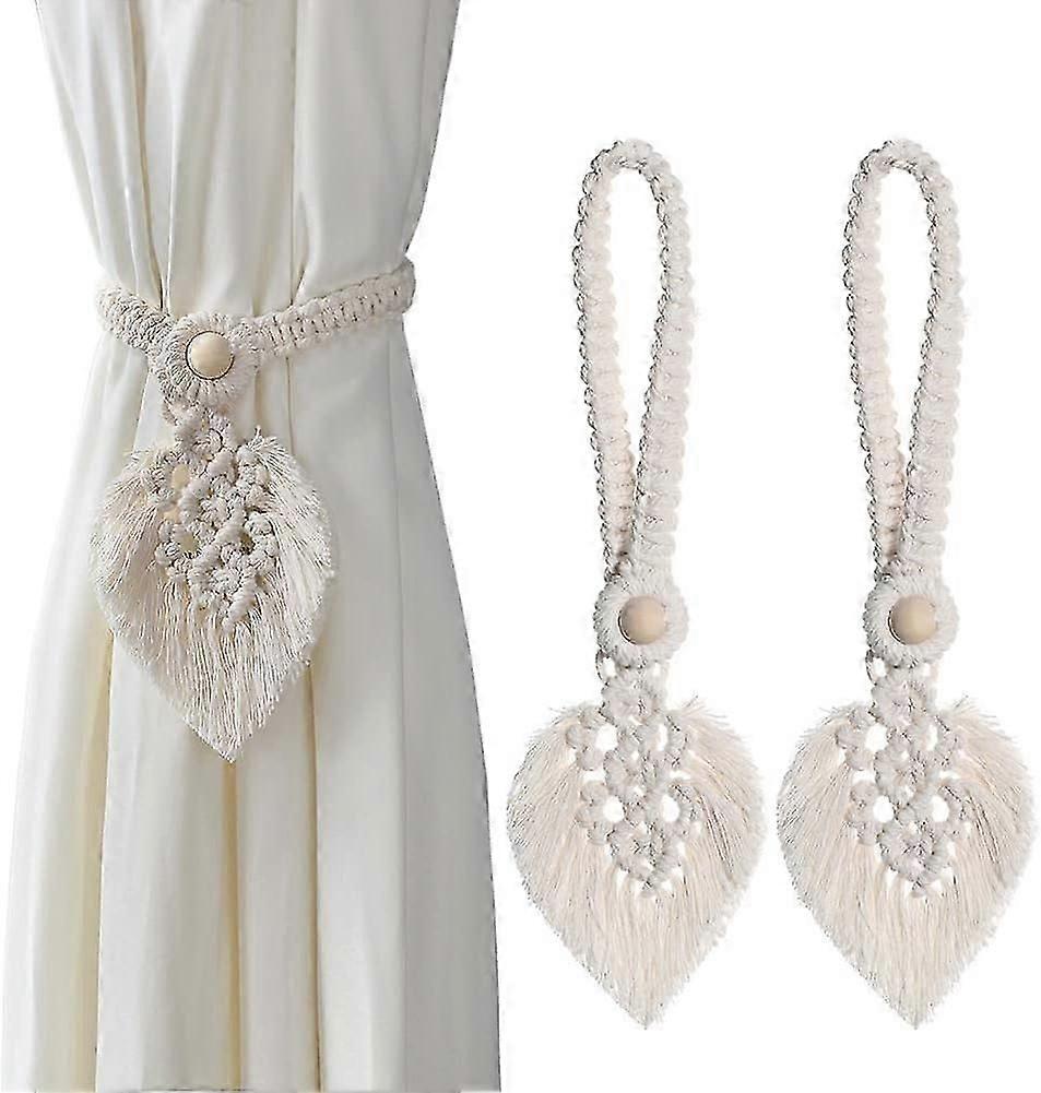 Curtain tiebacks (beige), Bohemian leaf design curtain tiebacks E