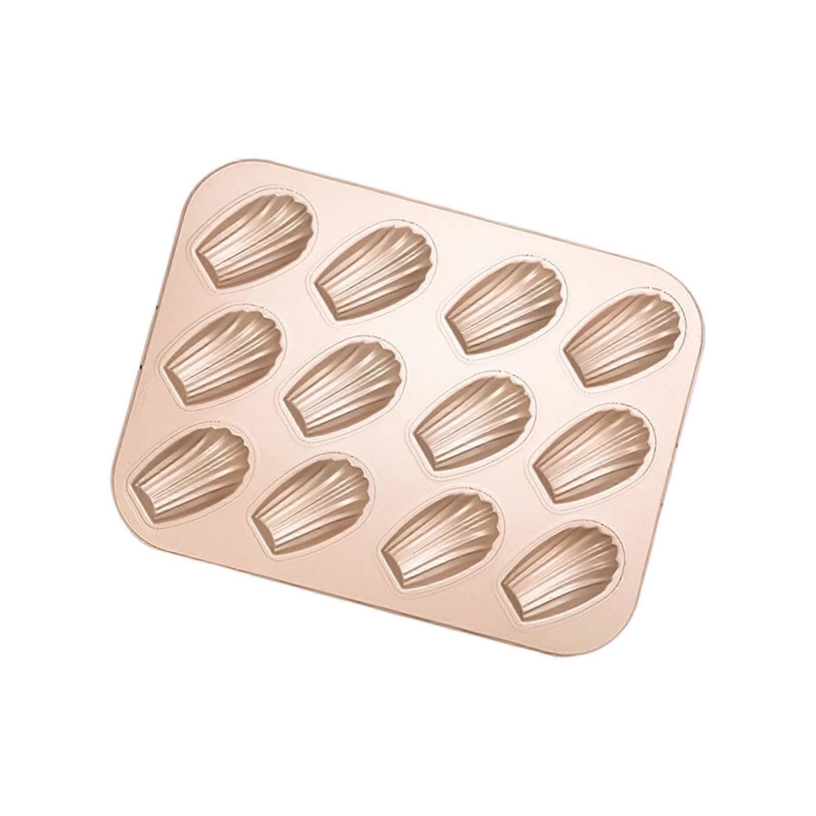 Rustproof Carbon Steel Cake Pan 6/12 Cavity Shell Shape Madeleine Nonstick Coating Mold Tray For Baking Enthusiasts Multicolor