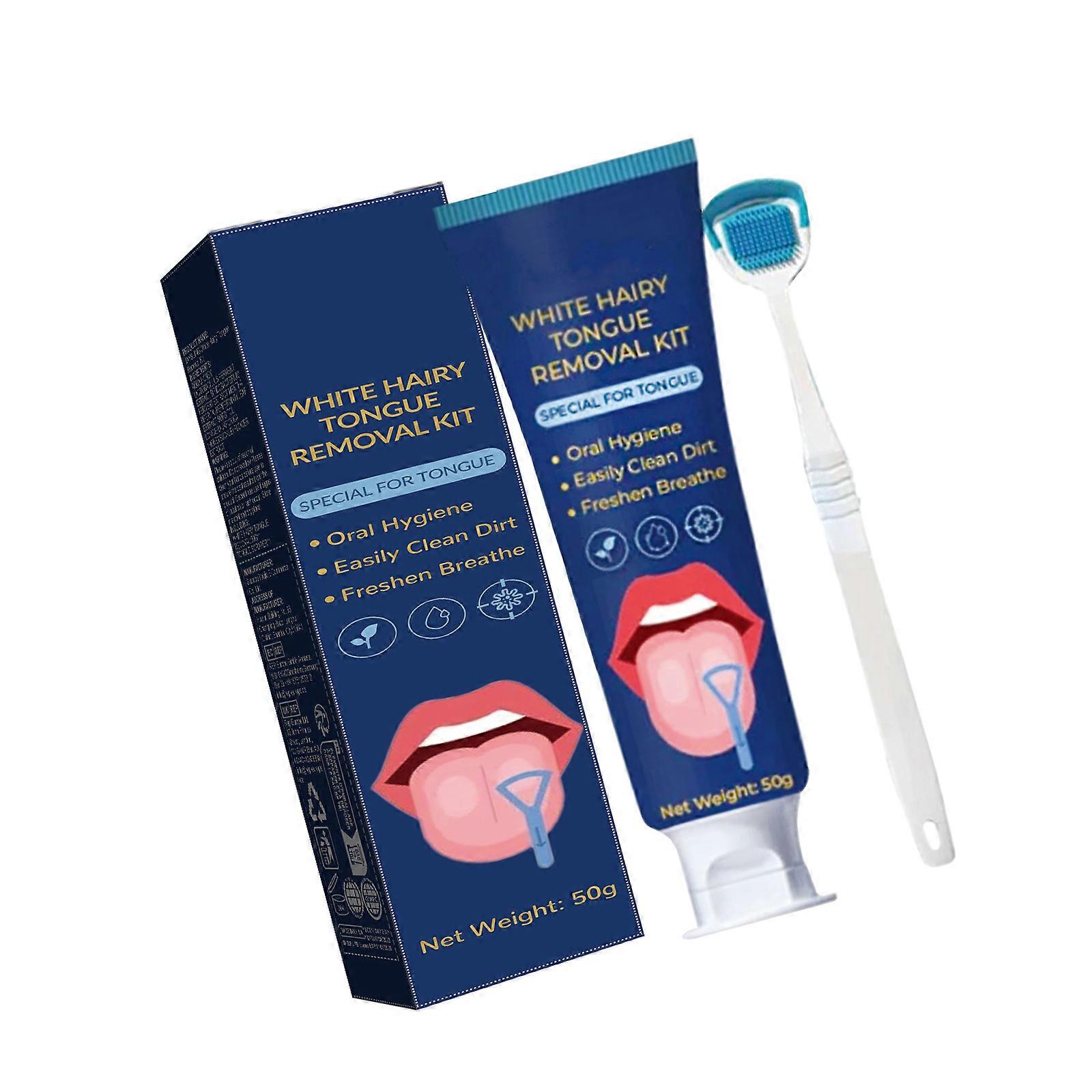 Advanced Tongue Cleaning Kit Ergonomic Tongue Scraper and Gel For Removing White Hairy Tongue And Bad Breath Multicolor