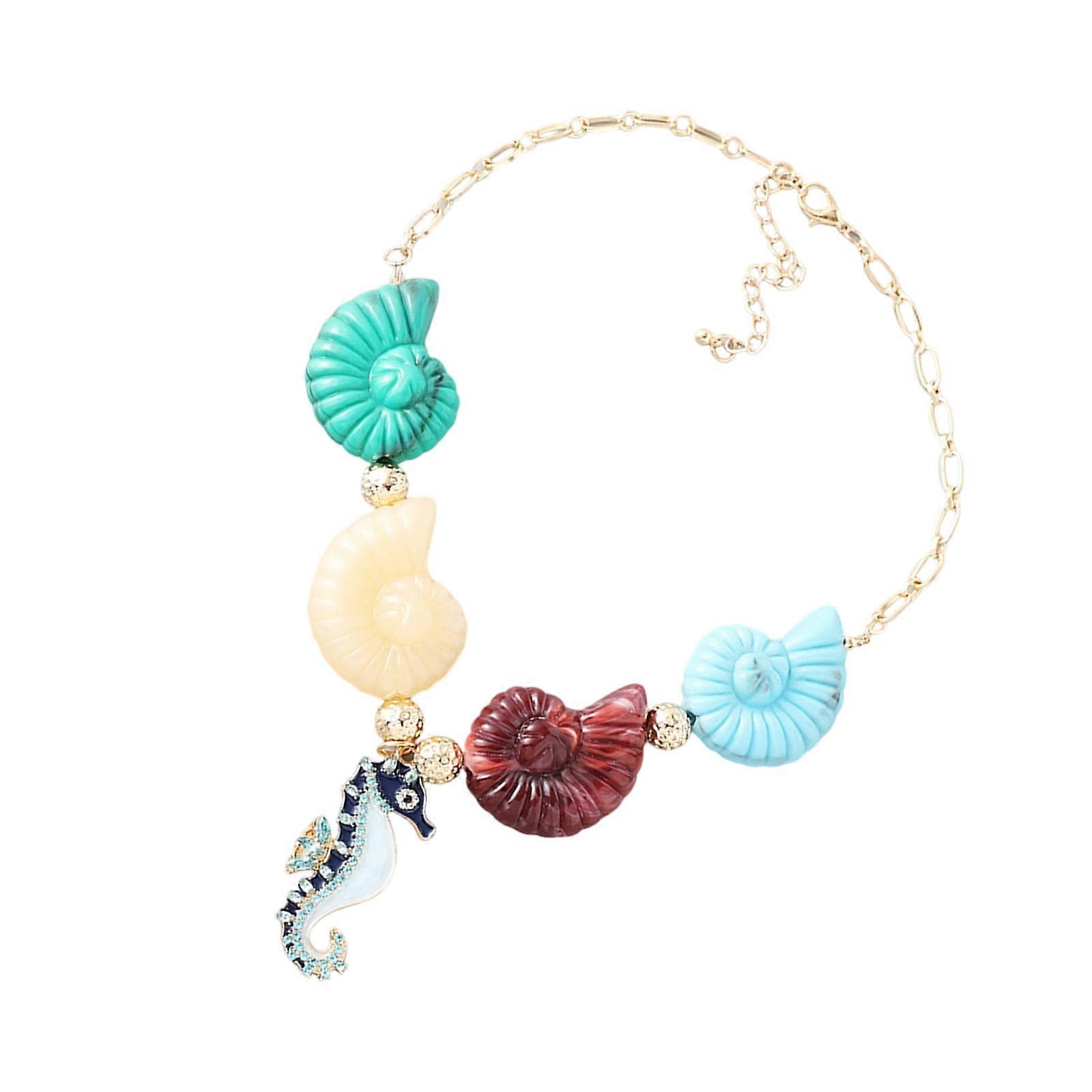 Versatile Conch Shell Pendant Necklace Crafted With Alloy for Layering or Standalone Wear Multicolor