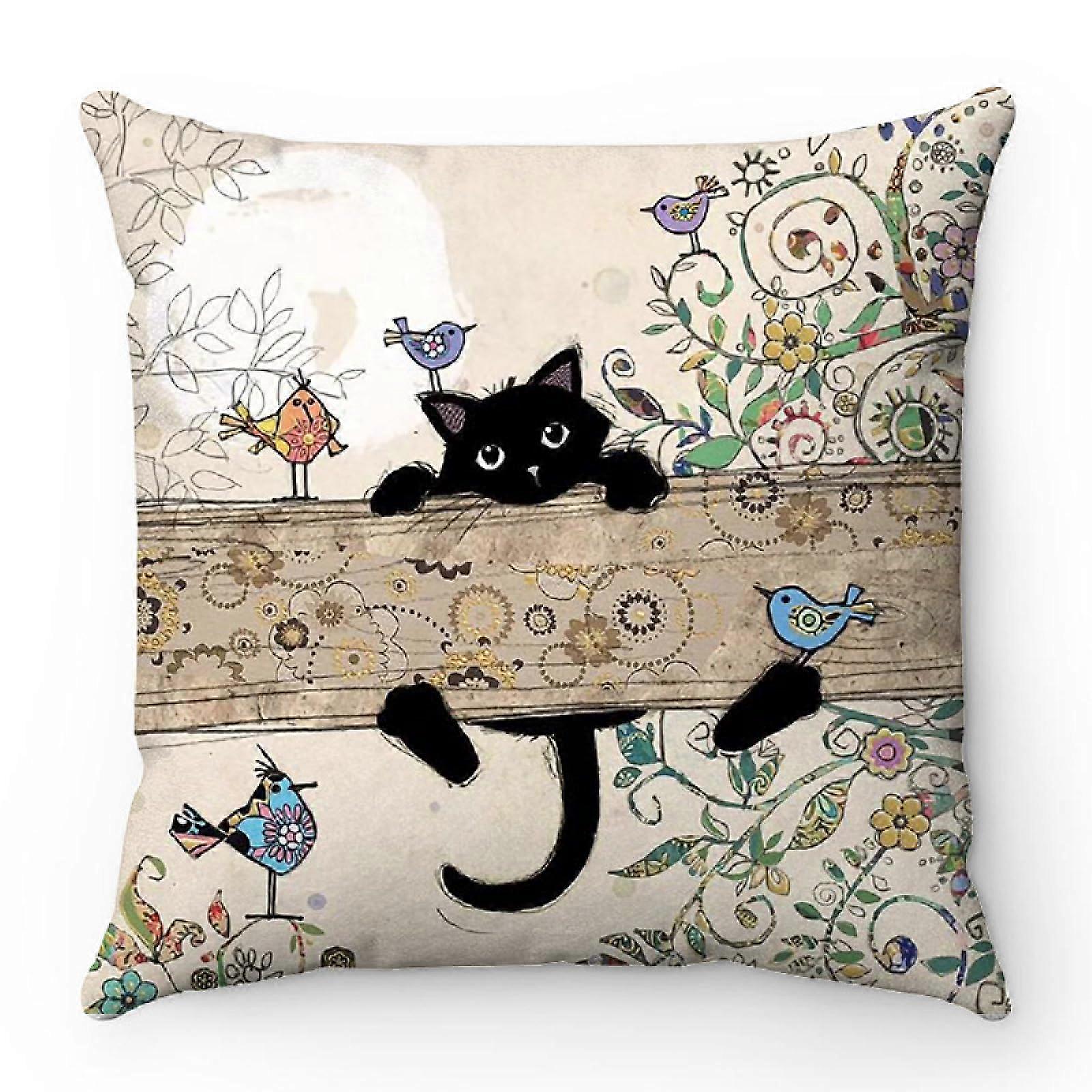 Throw Pillow Covers - 2 Pack Cat Plush Decorative Pillowcases for Sofa, Super Soft Short Velvet, Color C