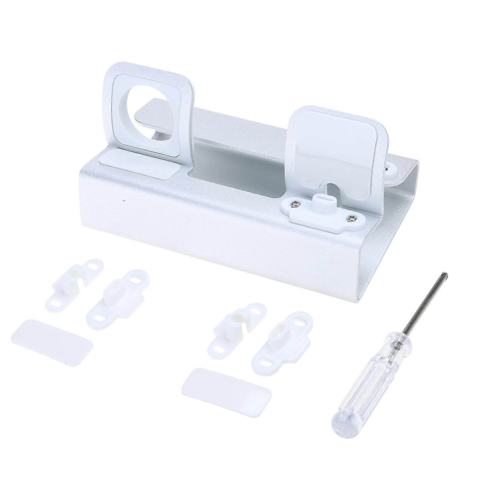 Multifunction Display Stand for Phone Watch Earphone Desktop Bracket Support for PD Charging Cable(Cable NOT Include)  Silver