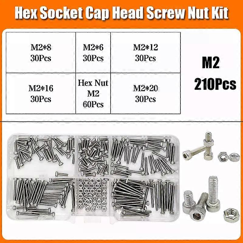 M2 M2.5 M3 M4 M5 M6 M8 304 Stainless Steel Hexagon Hex Socket Cap Head Screw Bolt Nut Set Allen Bolt DIN912 Hex Screw with Nut