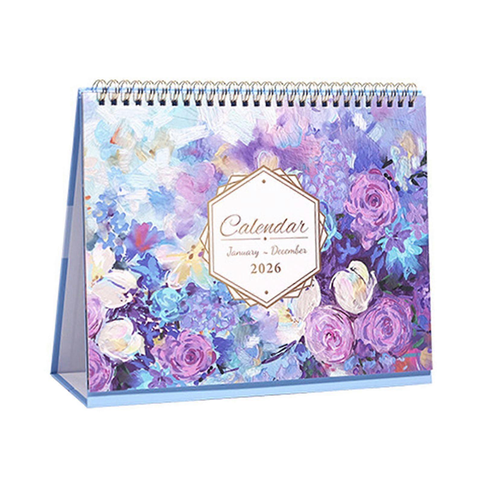 Kaesi 2026 Desk Calendar Standing Flip Desktop Calendar with Twin-Wire Binding Jan 2026 - Dec 2026 12 Monthly Planner for Home Office School