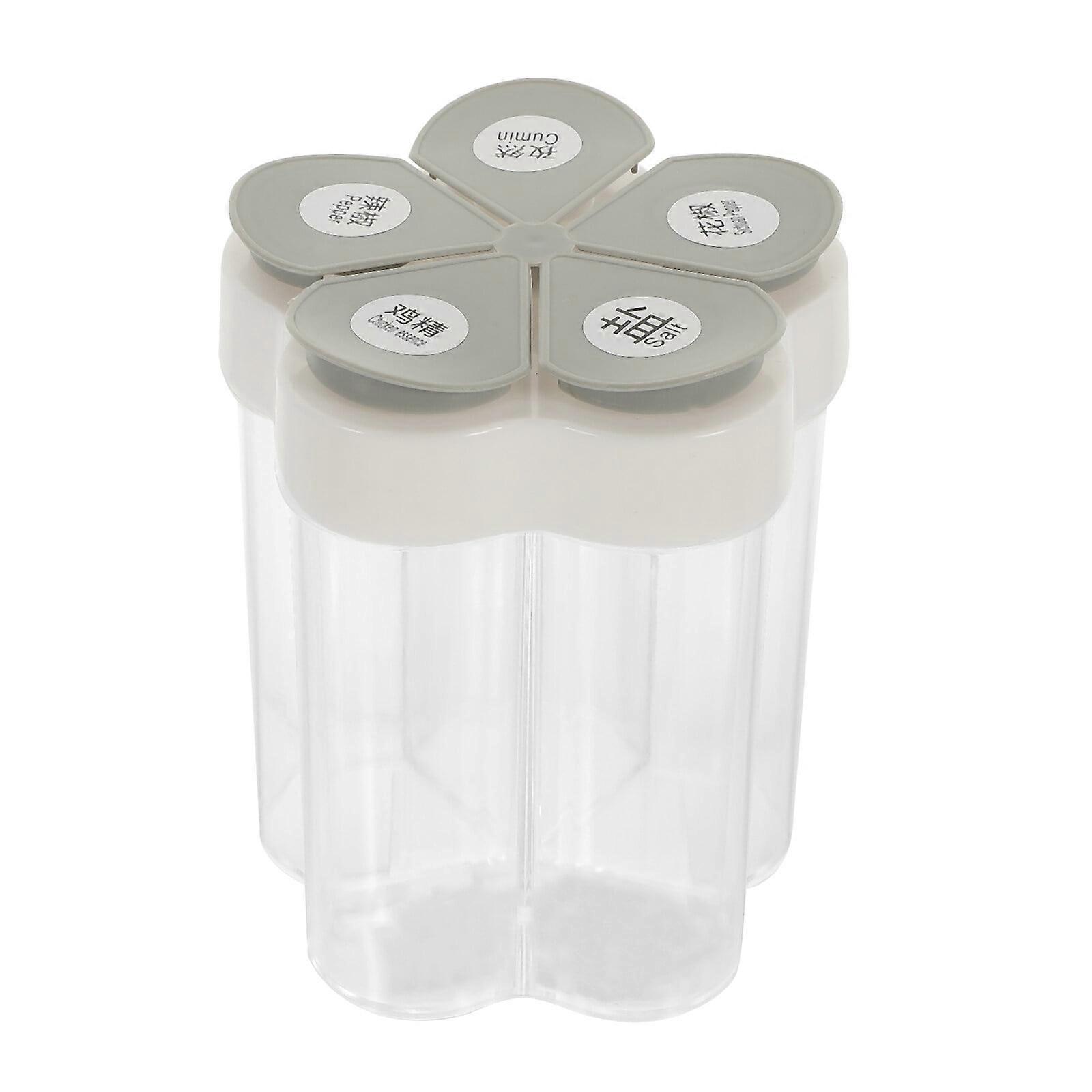 Eease 5-in-1 Travel Spice Shaker Jars with Labels - Grey