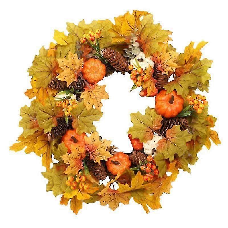 Maple Leaf Wreath Realistic Fall Simulation Wreath For Home Halloween And Thanksgiving Party