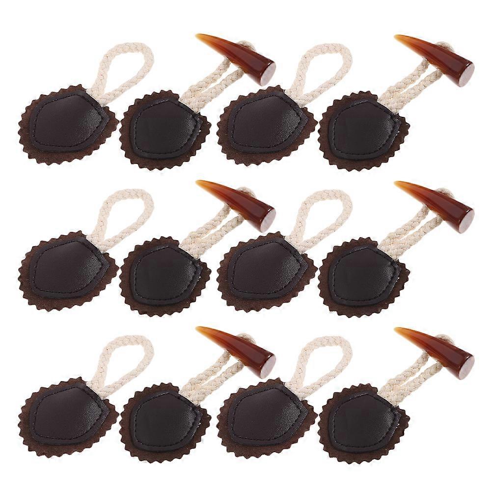 Black Horn Toggle Buttons for Clothing 6Pairs Backpack Button Set