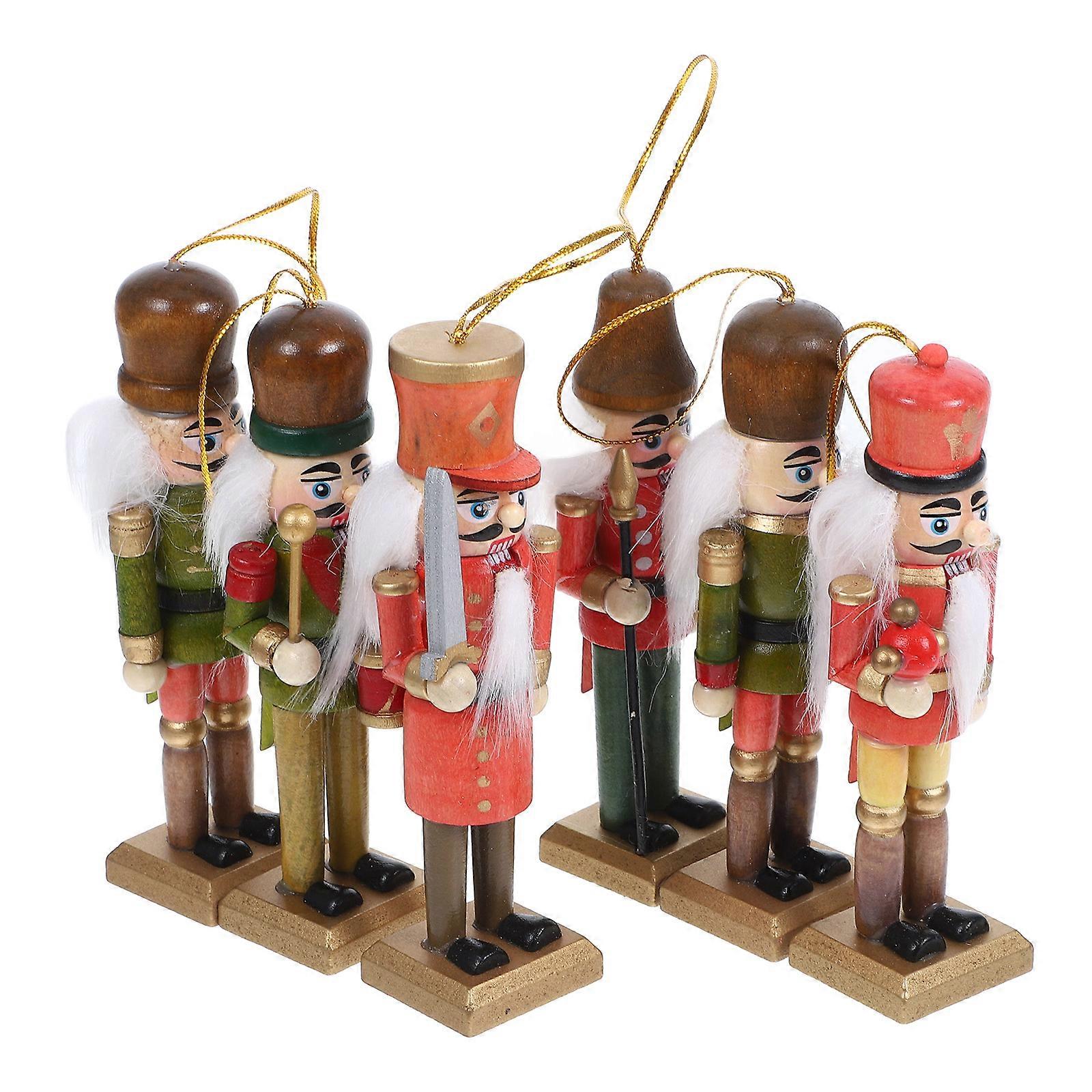 Multi Wood Nutcracker Craft Hanging Christmas Nutcracker for Christmas 6Pcs