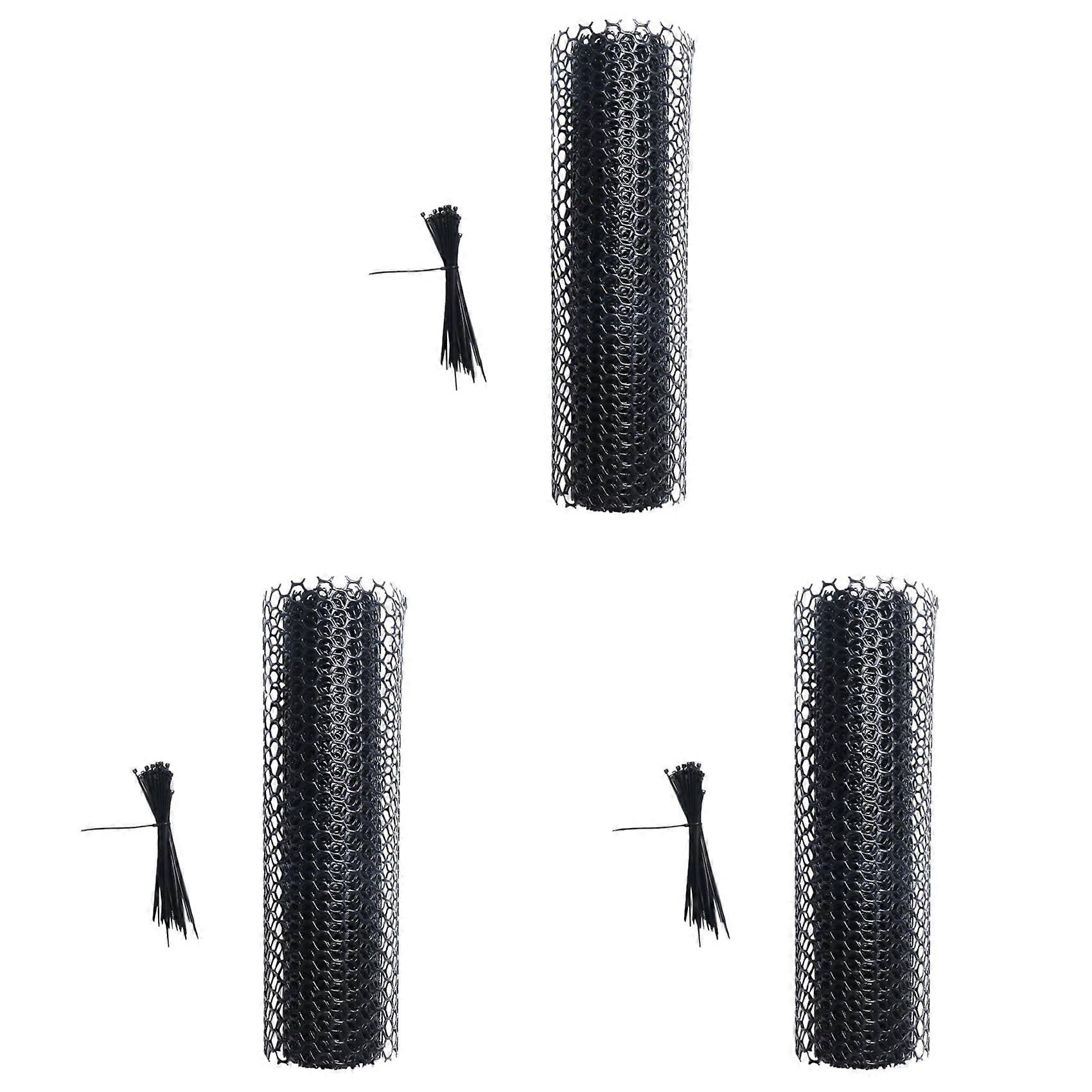 3X Reusable Plastic Chicken Wire Fence Mesh Lightweight Durable Hexagonal Mesh DIY Project(Black)