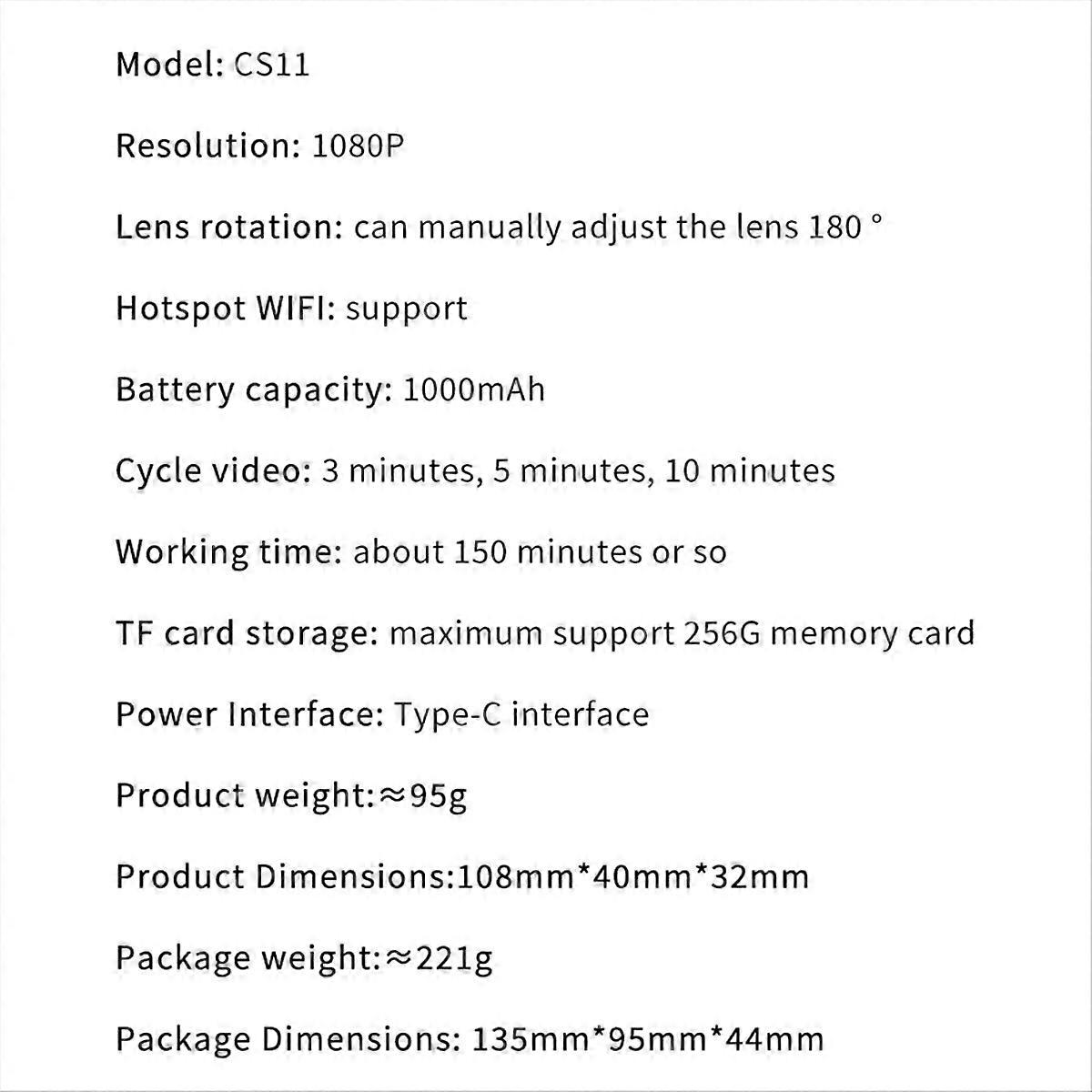 CS11 Ultra HD Wifi Hotspot Mini Camera