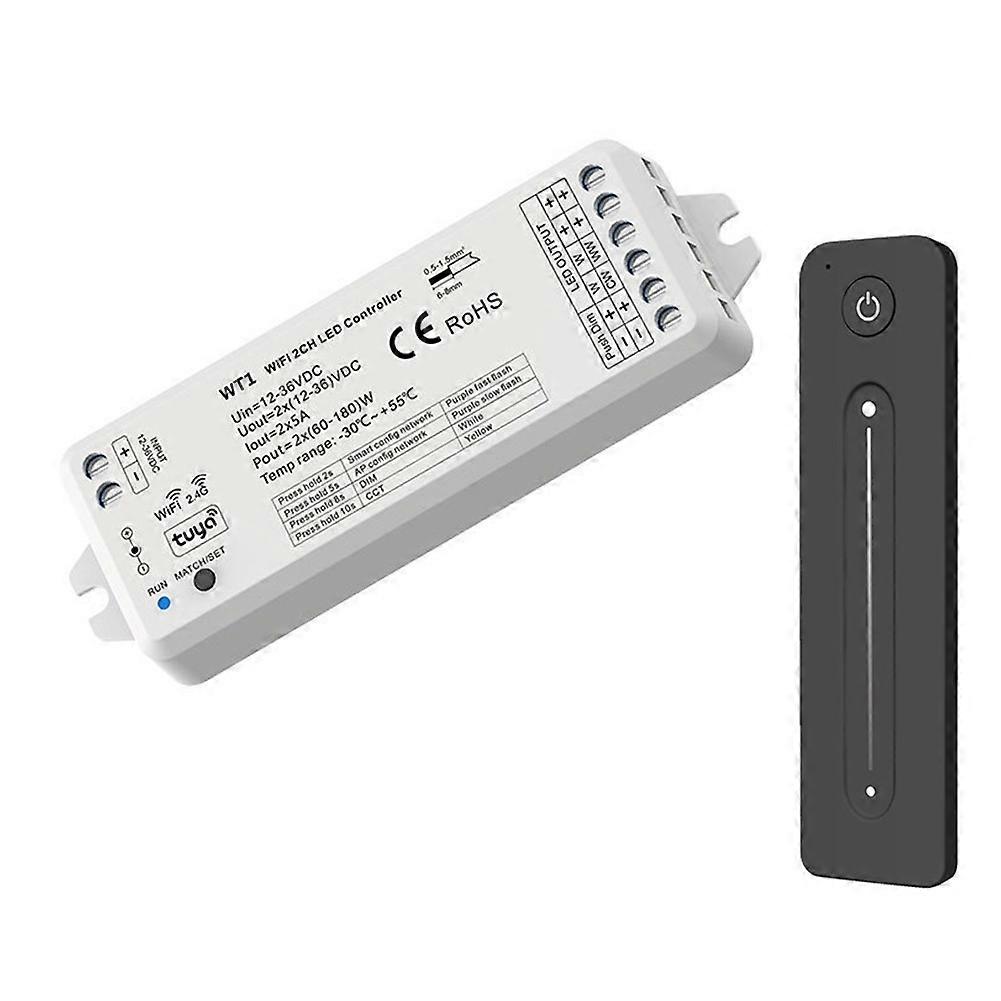 Tuya LED Dimmer 12-36V 2CH with 2.4G RF Wireless Remote Control LED