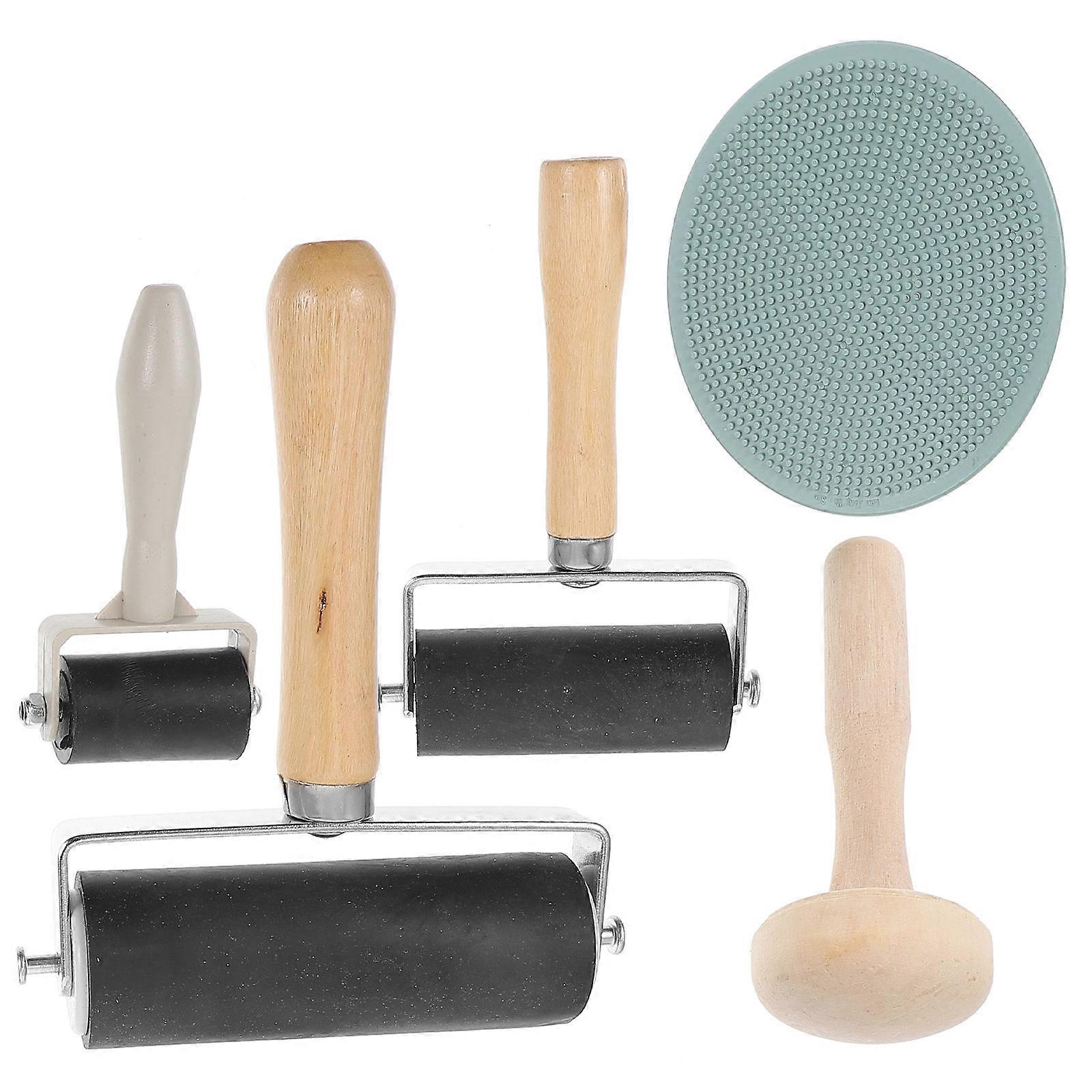 1 Set Rubber Roller Practical Printmaking Roller Ink Roller Handheld Printmaking Ink Roller