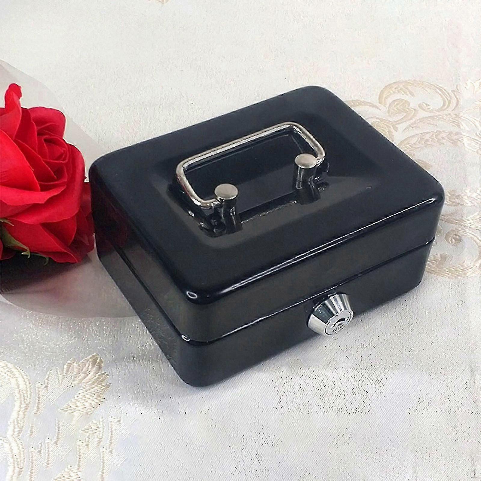 Money Storage Case with Lock, Portable Cash Box Featuring Tray and Multi-Compartment