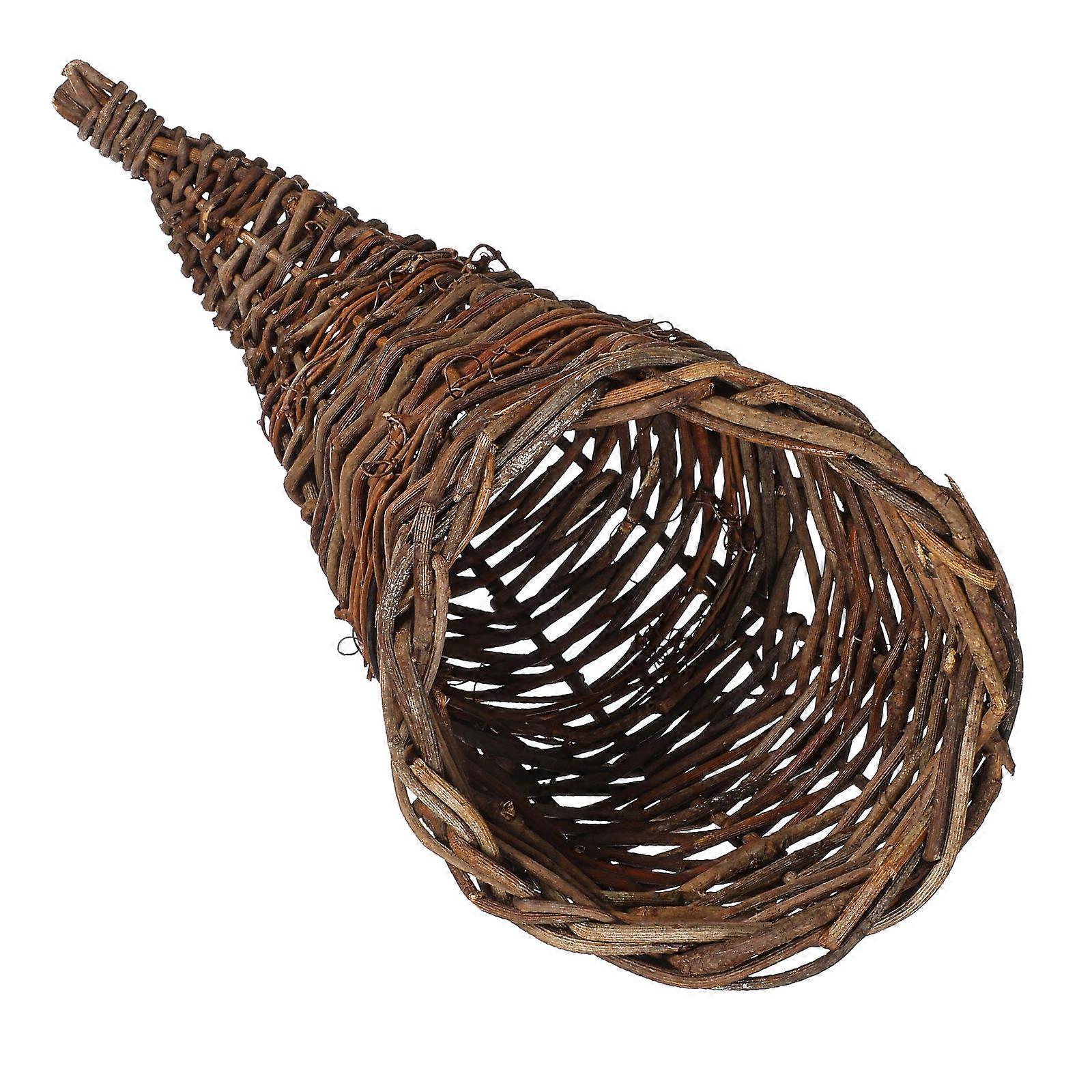 Rattan Woven Basket Cornucopia for Storage Use in Grey Color